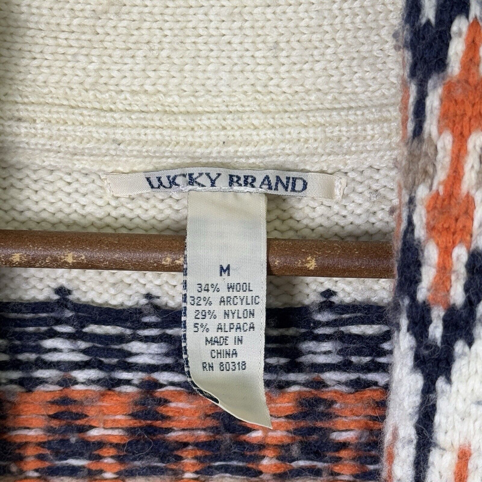 Lucky Brand Lucky Brand Knit Cardigan Sweater Womens Medium Striped Wool Size M / US 6-8 / IT 42-44 - 3 Thumbnail