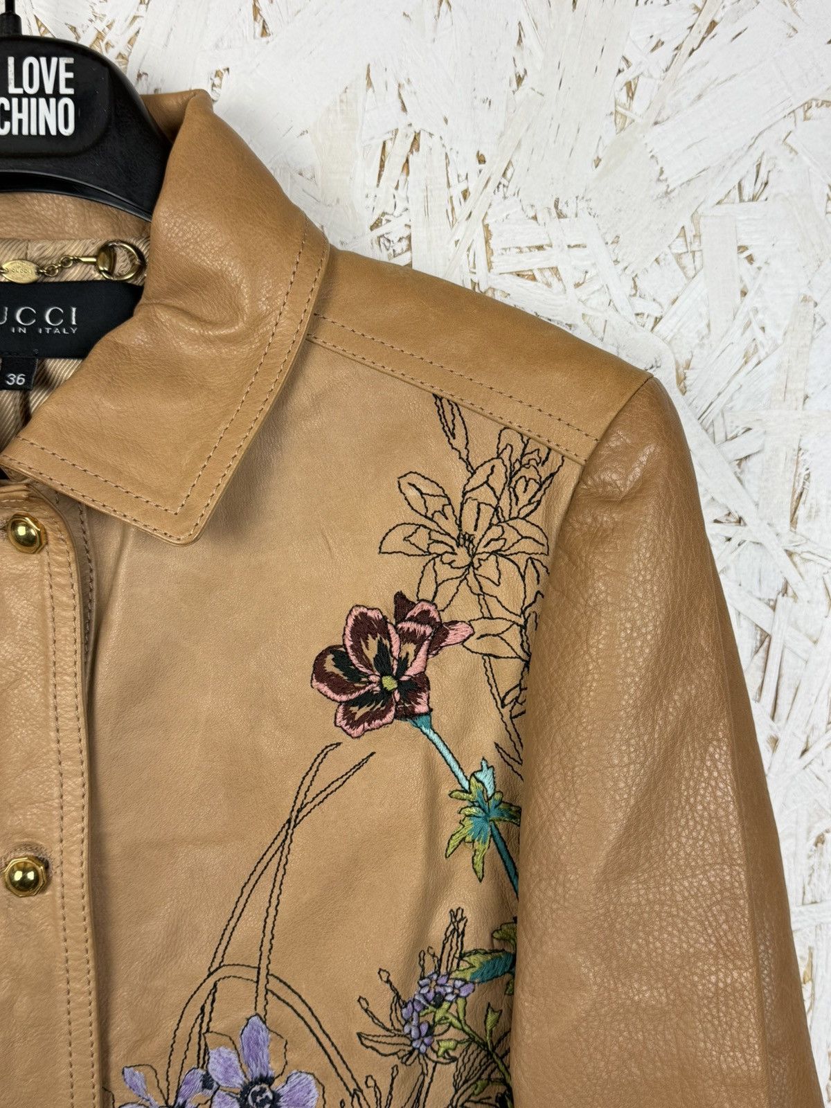 Gucci Gucci SS13 Floral Embroidery Leather Jacket Beige Size 36 Size XS / US 0-2 / IT 36-38 - 4 Thumbnail