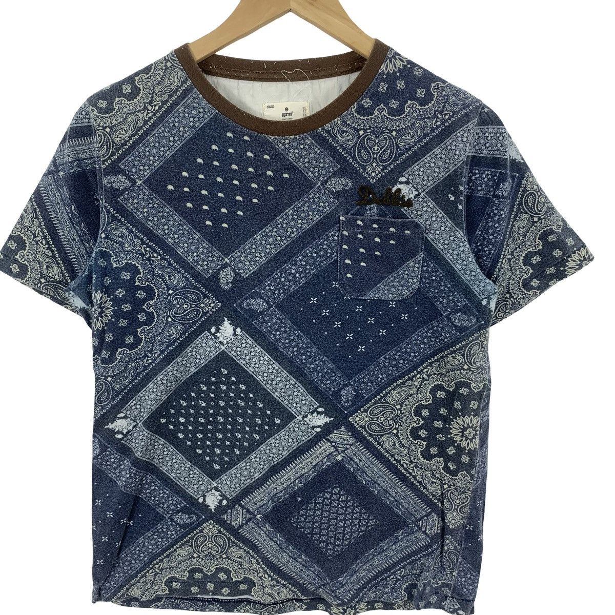 Vintage GRN Bandana Patchwork Design Tee Shirt Top Embroidered Logo Size US S / EU 44-46 / 1 - 5 Thumbnail