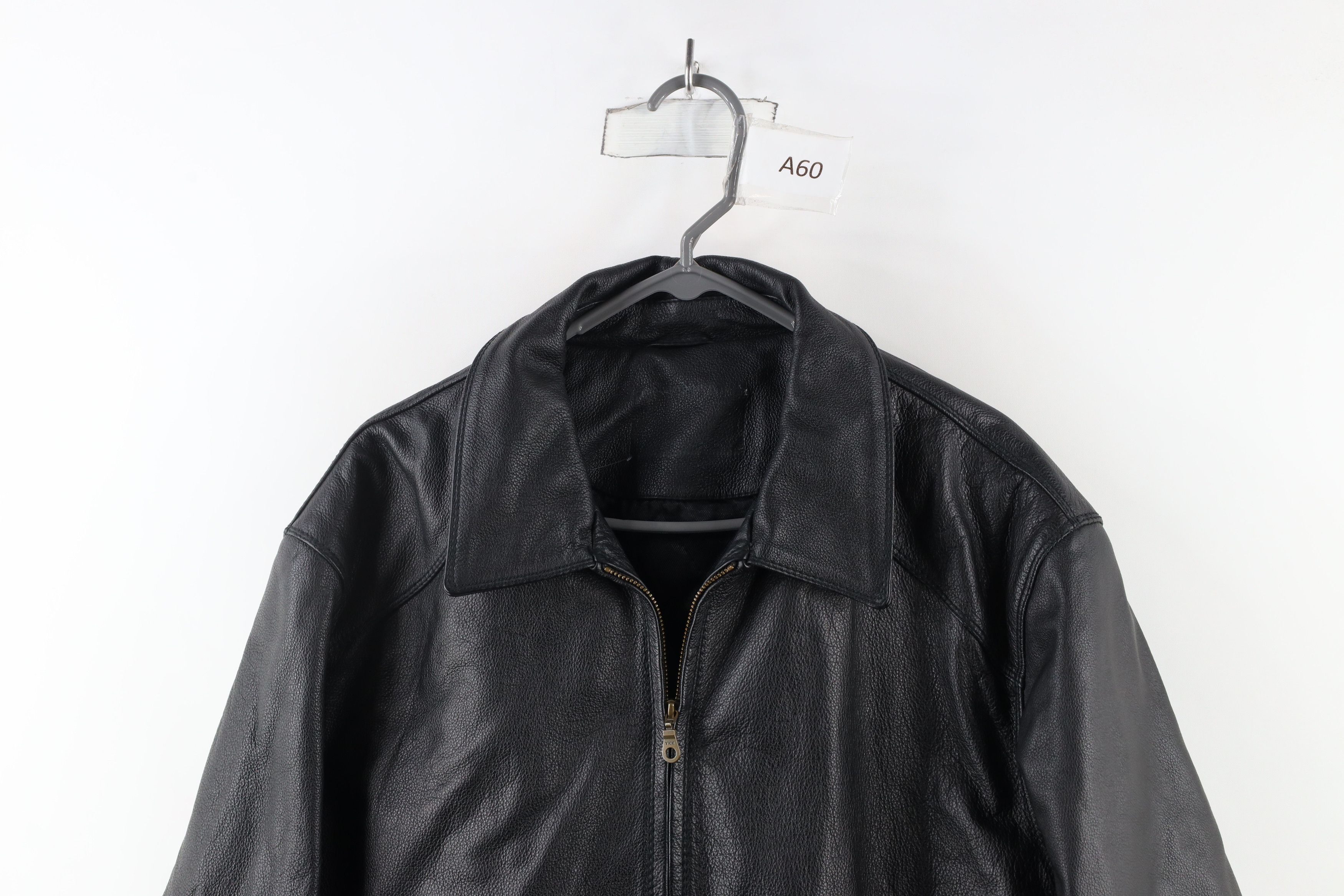 Vintage Vintage 90s Streetwear Lined Leather Bomber Jacket Black Size US XL / EU 56 / 4 - 2 Thumbnail