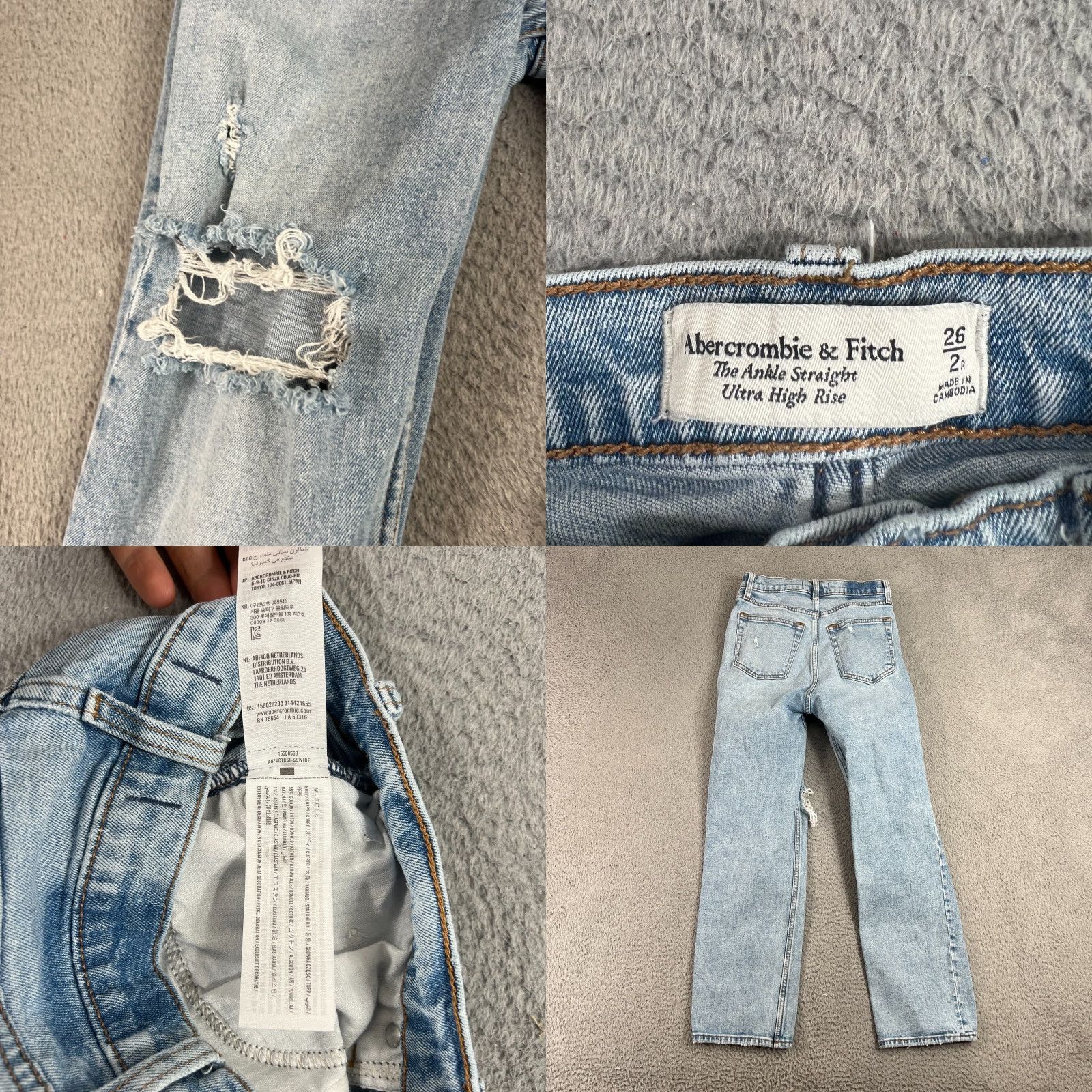 Abercrombie & Fitch Abercrombie & Fitch Jeans Ankle High Rise 2 Reg 26 Blue Denim 5-Pocket Women Vintage 90s Distressed Size 26" / US 2 / IT 38 - 8 Thumbnail