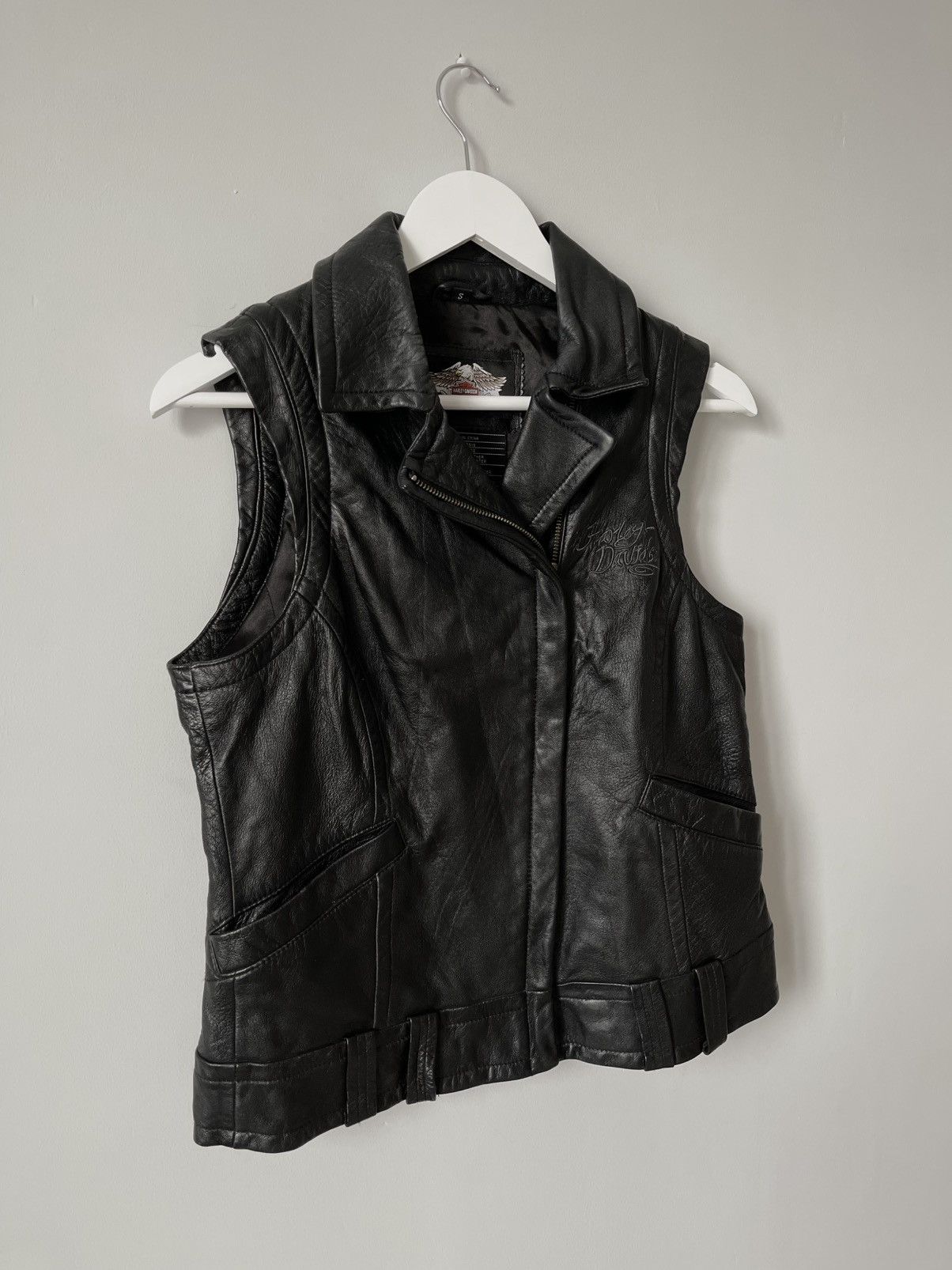 Harley Davidson Vintage Harley Davison Zip Up Leather Vest Embroidered Logo Size S / US 4 / IT 40 - 2 Thumbnail