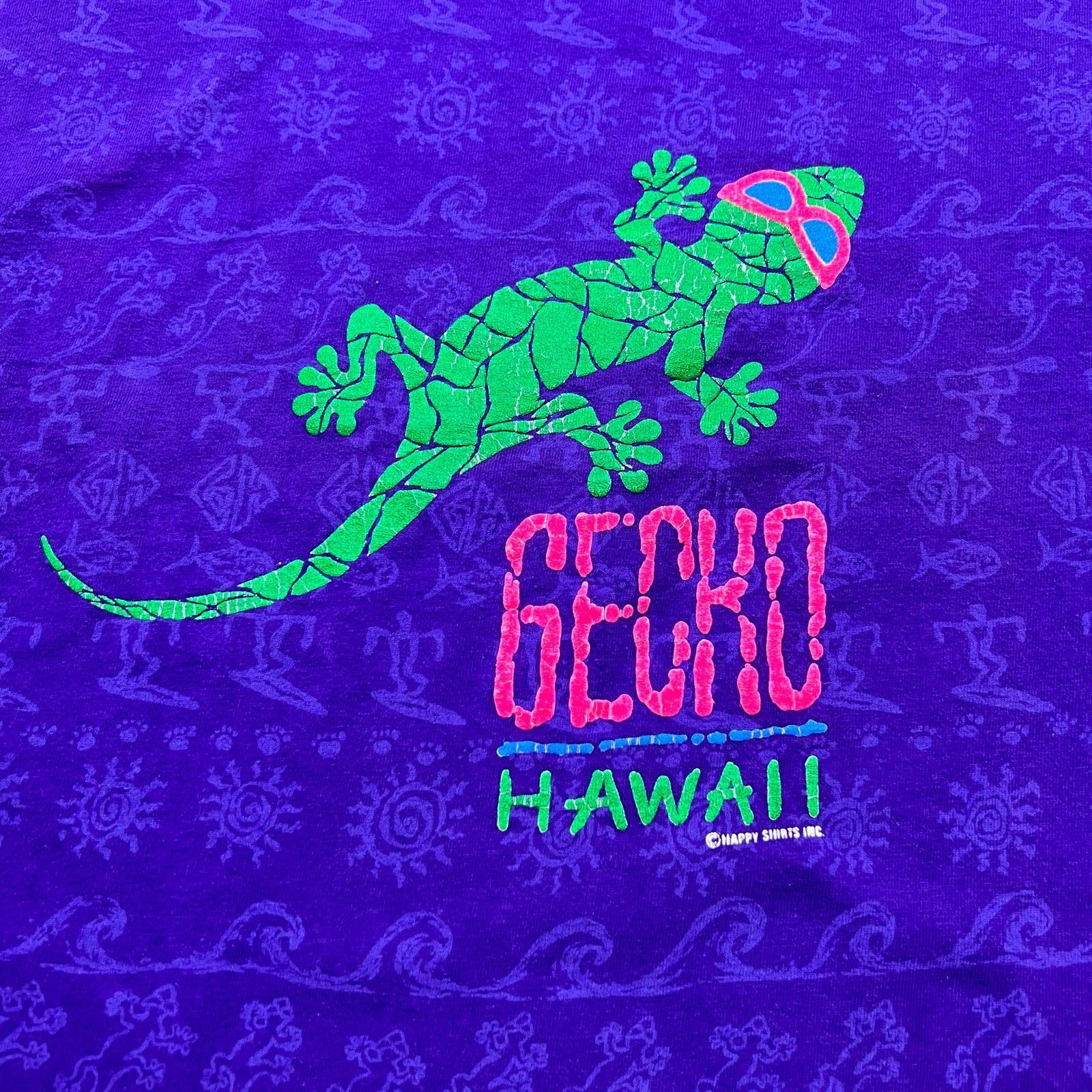 Vintage Vintage 90s Gecko Hawaii AOP surf skate Happy Shirts XL Size US XL / EU 56 / 4 - 4 Thumbnail