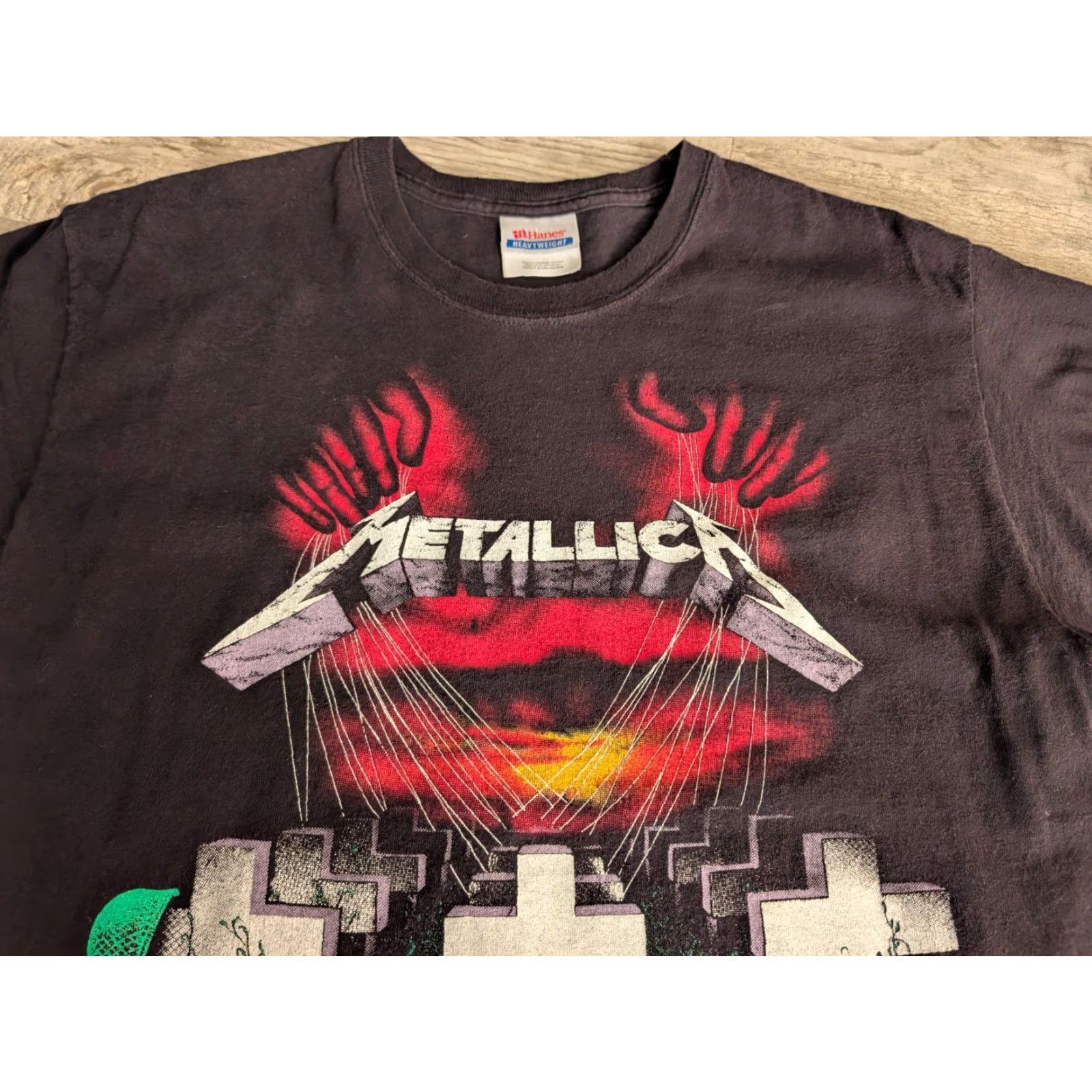 Hanes VINTAGE Y2K Metallica Master of Puppets Band Tee T-Shirt Black Adult Medium Heavyweight Graphic Mens Size US M / EU 48-50 / 2 - 4 Thumbnail