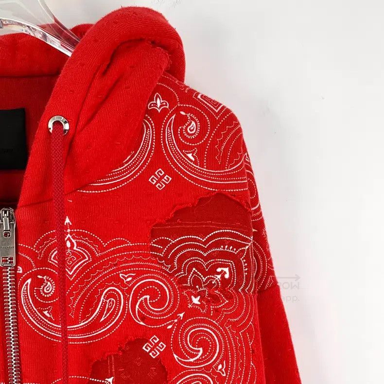 Givenchy Givenchy Red Handkerchief Print Hole Design Cotton Hooded Size US XS / EU 42 / 0 - 3 Thumbnail
