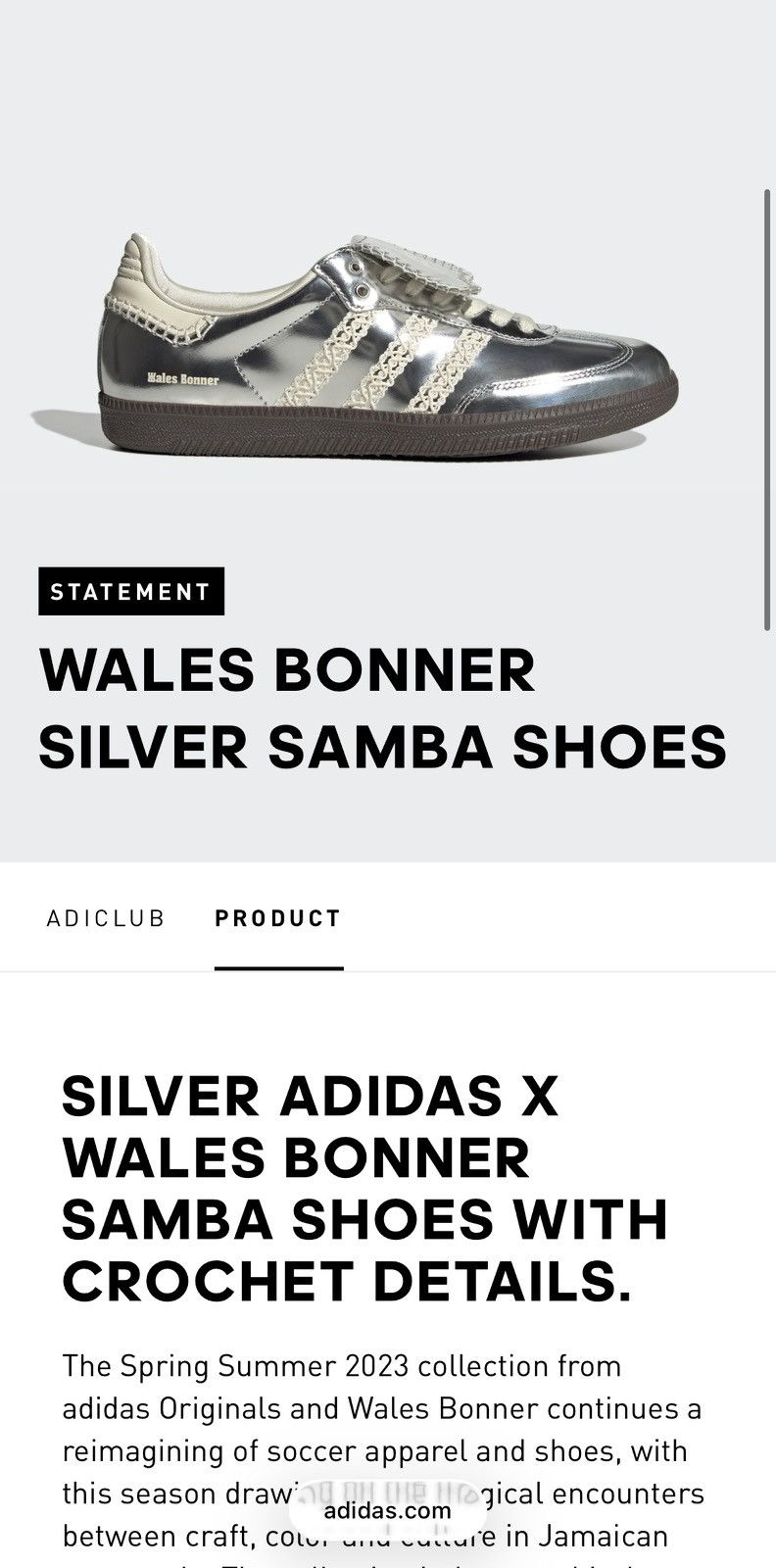 Adidas × Wales Bonner Wales Bonner ‘Silver Metallic’ Adidas Samba Size US 8 / EU 41 - 18 Thumbnail