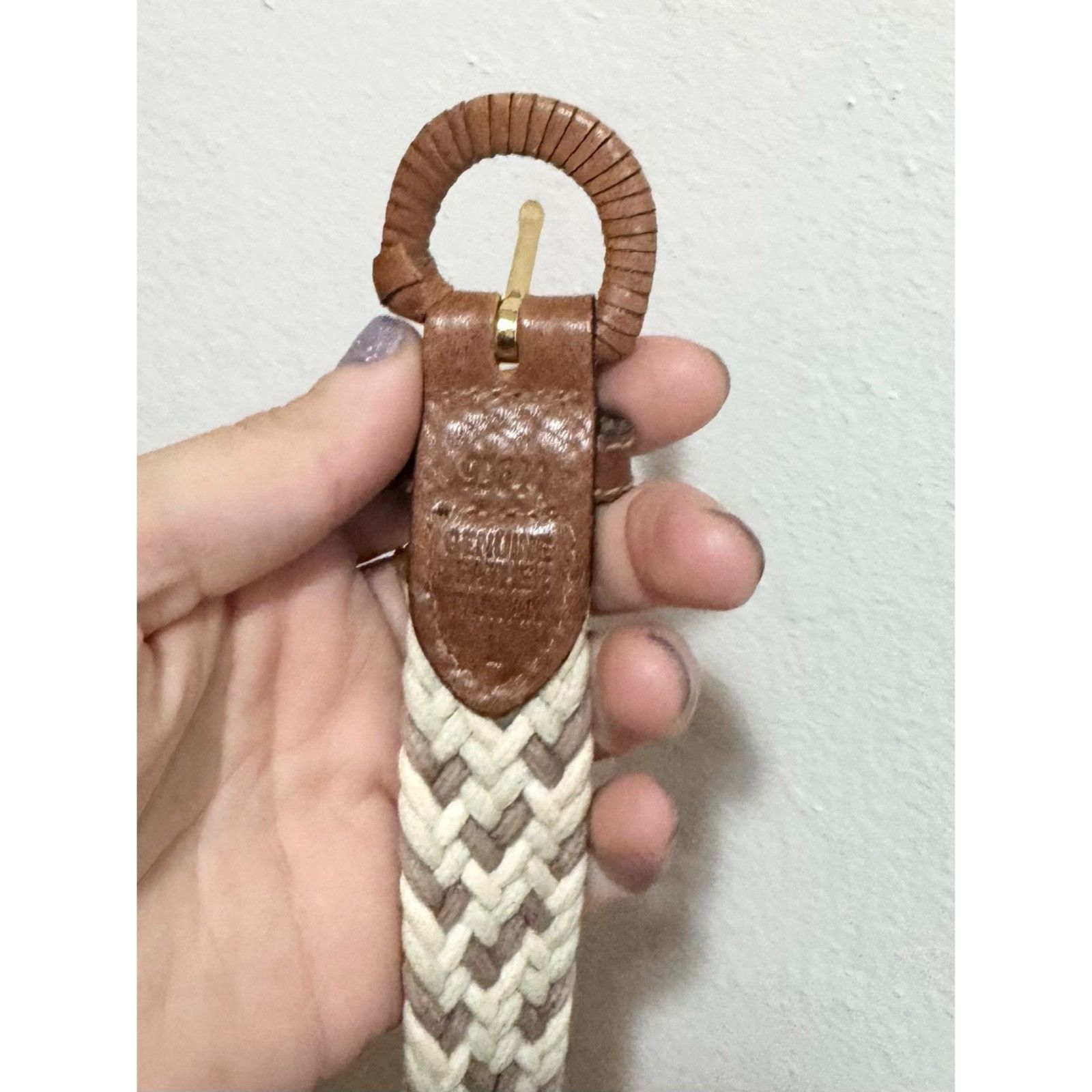 Vintage Vintage genuine leather Taiwan woven belt size L Size ONE SIZE - 5 Thumbnail