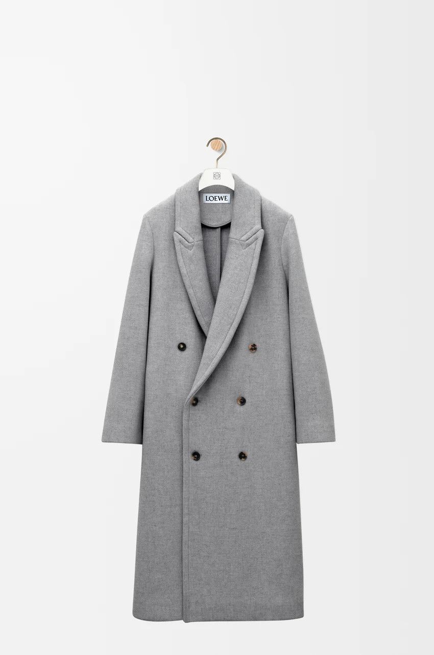 Loewe o1loc1c0525 Double Breasted Coat in Cashmere Light Grey Size S / US 4 / IT 40 - 1 Thumbnail