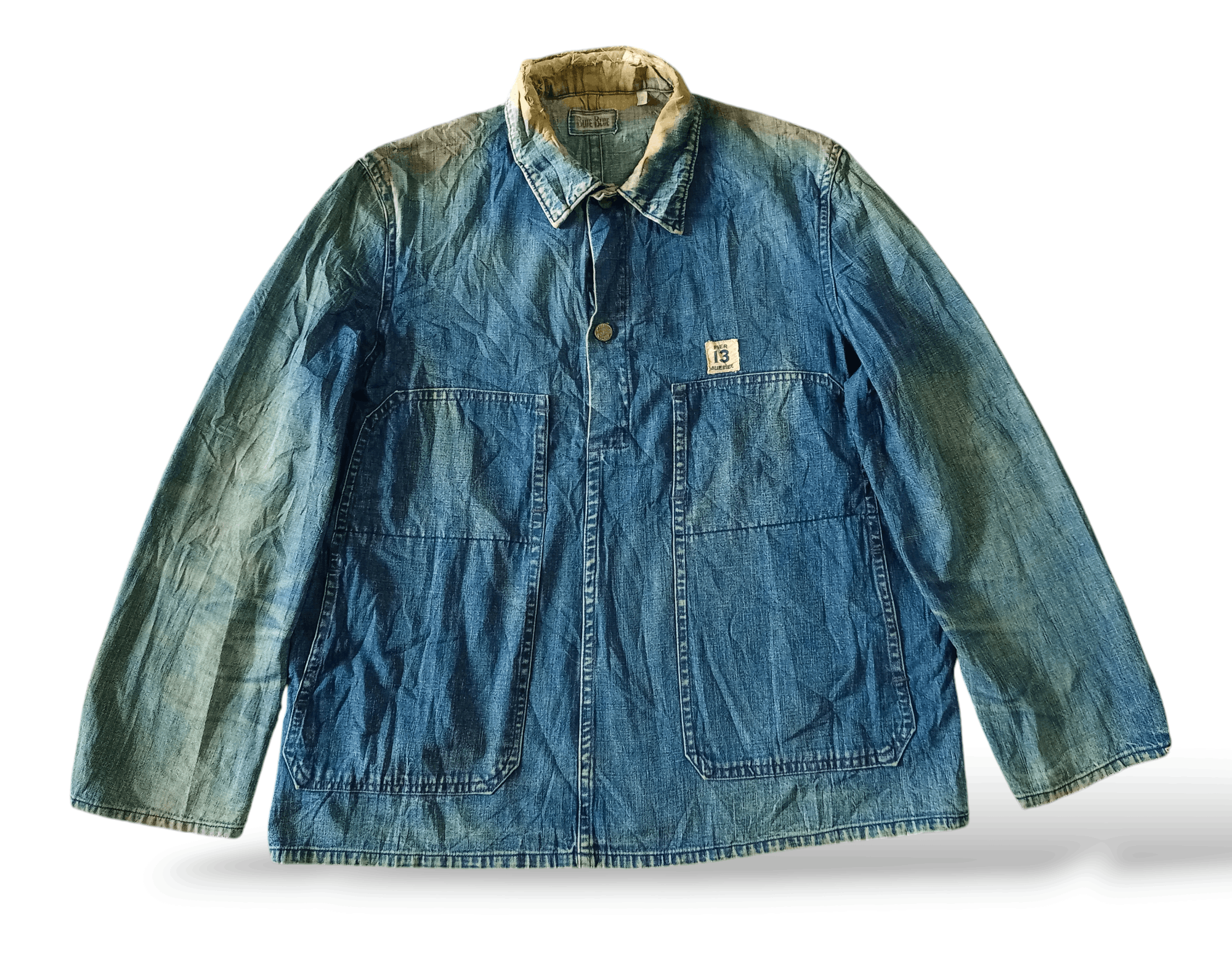 Blue Blue Japan × Japanese Brand Blue Blue Japan Distressed Denim Jacket Half button Size US S / EU 44-46 / 1 - 1 Thumbnail