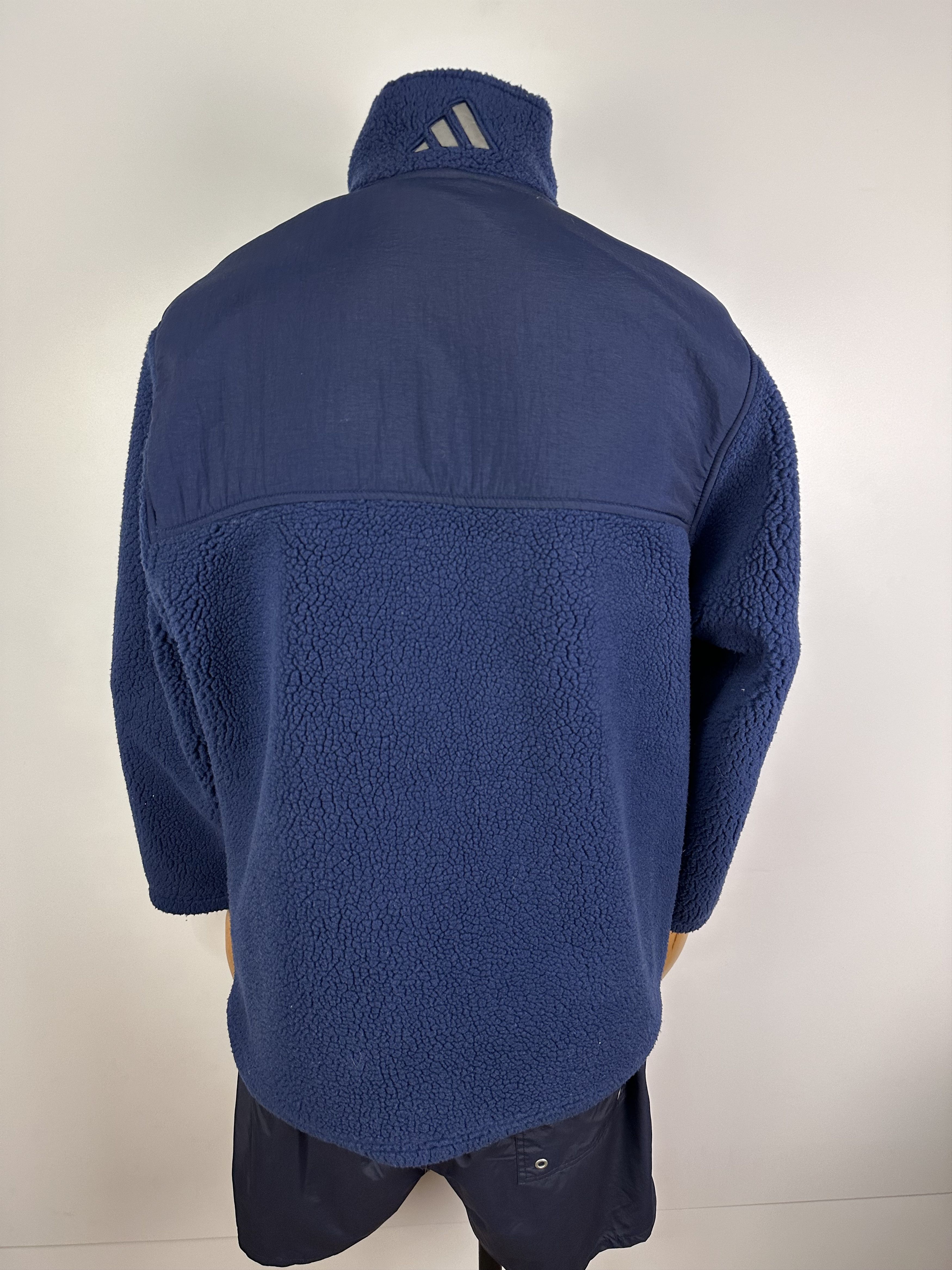 Adidas × Vintage Vintage Adidas Teddy Sherpa Fleece Quarter Zip Jacket Blue M Size US M / EU 48-50 / 2 - 7 Thumbnail