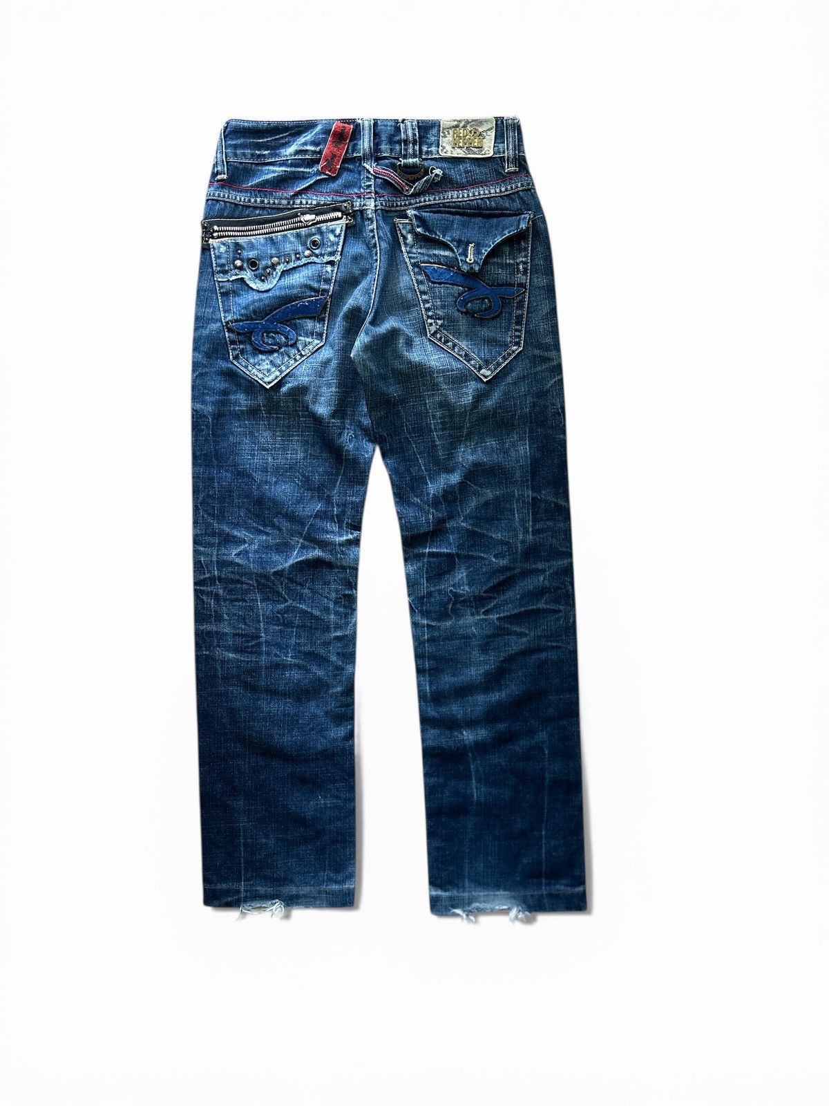 Japanese Brand Vintage Red Pepper "Gold Label" Distressed Biker Denim Jeans Size US 32 / EU 48 - 3 Thumbnail