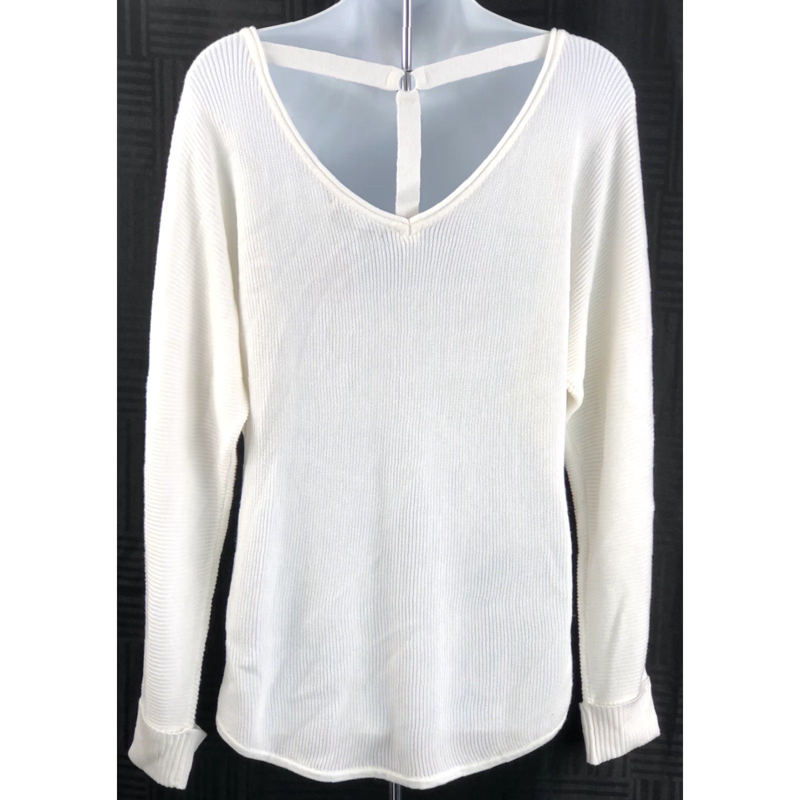 Vintage NY & Co Sweater S Ivory Asymmetrical Strappy Back Cuffed LongSleeve Boho Shirt Womens Size S / US 4 / IT 40 - 4 Thumbnail