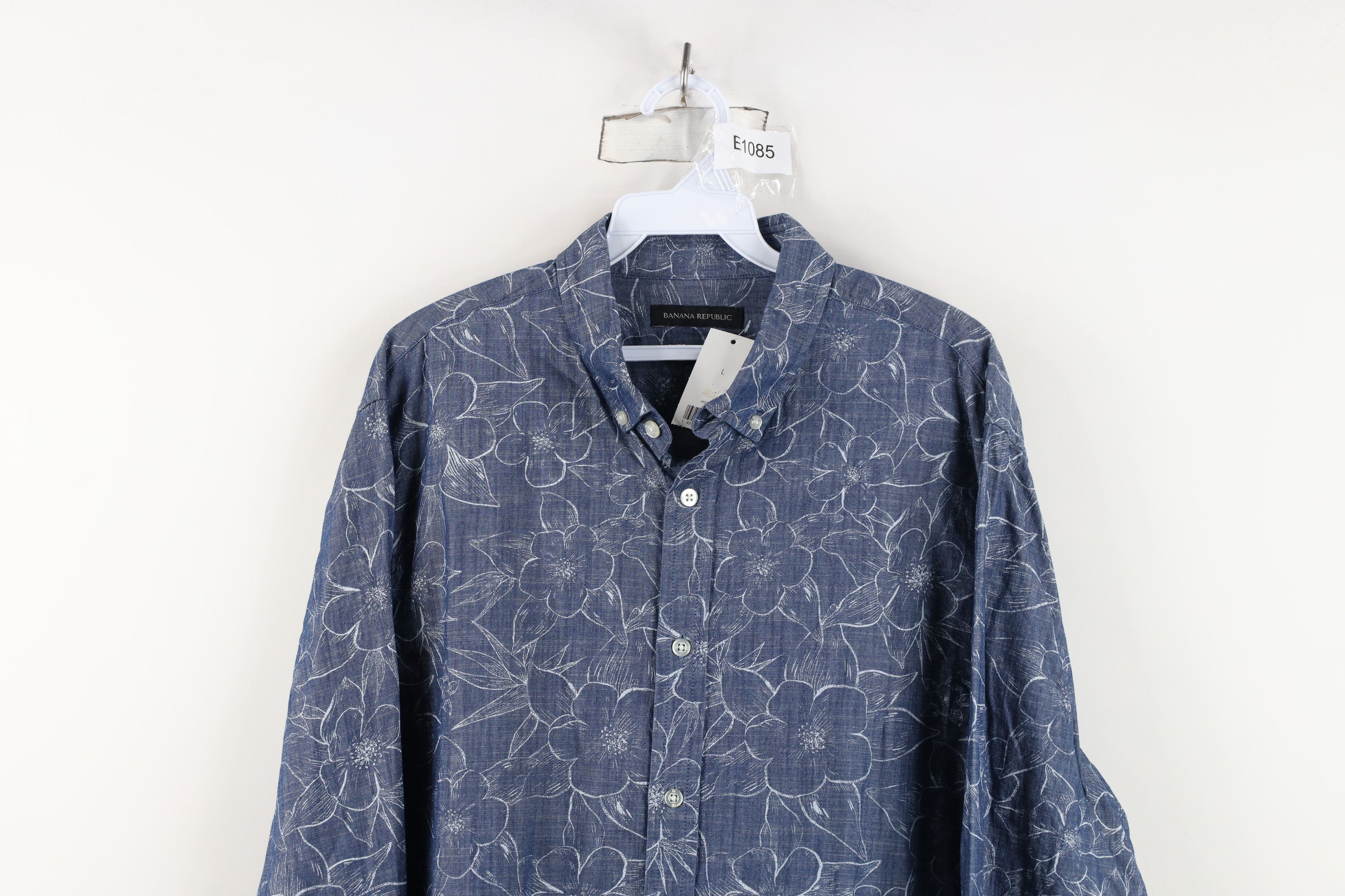 Banana Republic New Banana Republic Flower Collared Button Down Shirt Blue Size US L / EU 52-54 / 3 - 2 Thumbnail