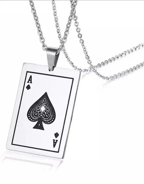 Jewelry Poker Ace of Spades Pendant Necklace Size ONE SIZE - 4 Thumbnail