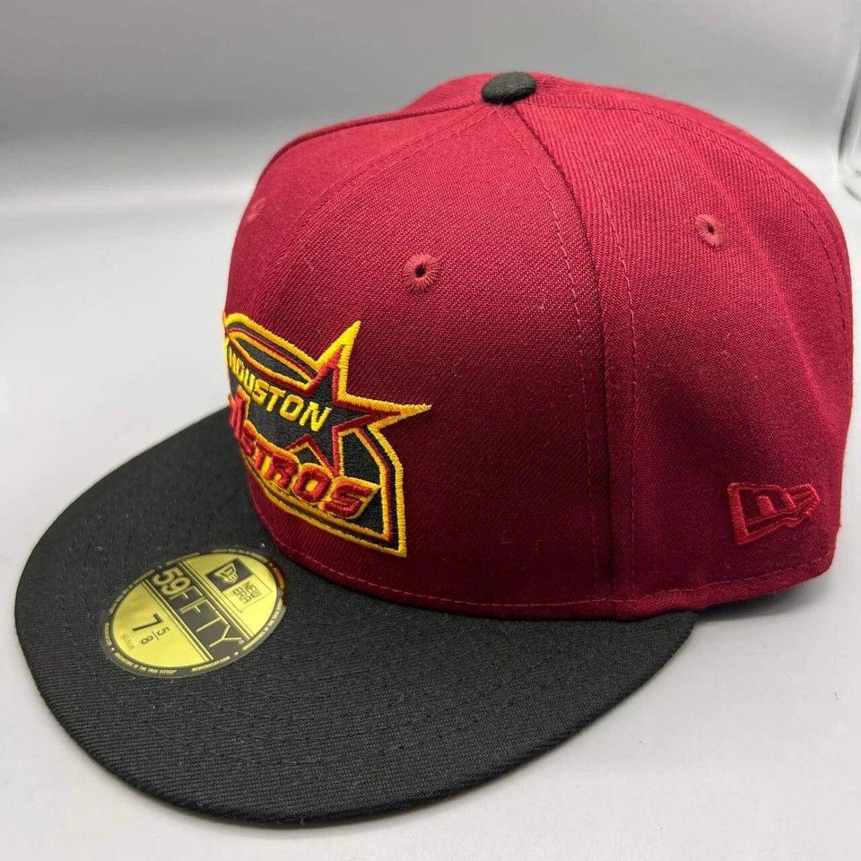 New Era Houston Astros Hat Men 7 5/8 59Fifty New Era MLB Fitted Cap Size ONE SIZE - 3 Thumbnail