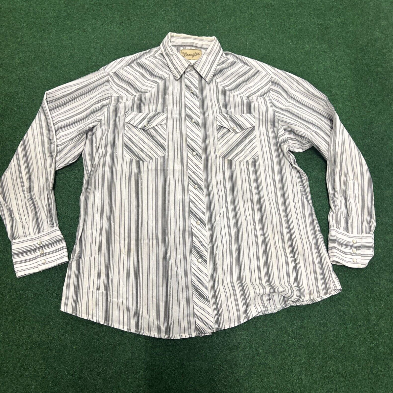 Wrangler Vintage Wrangler Mens XL Button Up Shirt Pearl Snap Vertical Stripe Western Size US XL / EU 56 / 4 - 1 Thumbnail