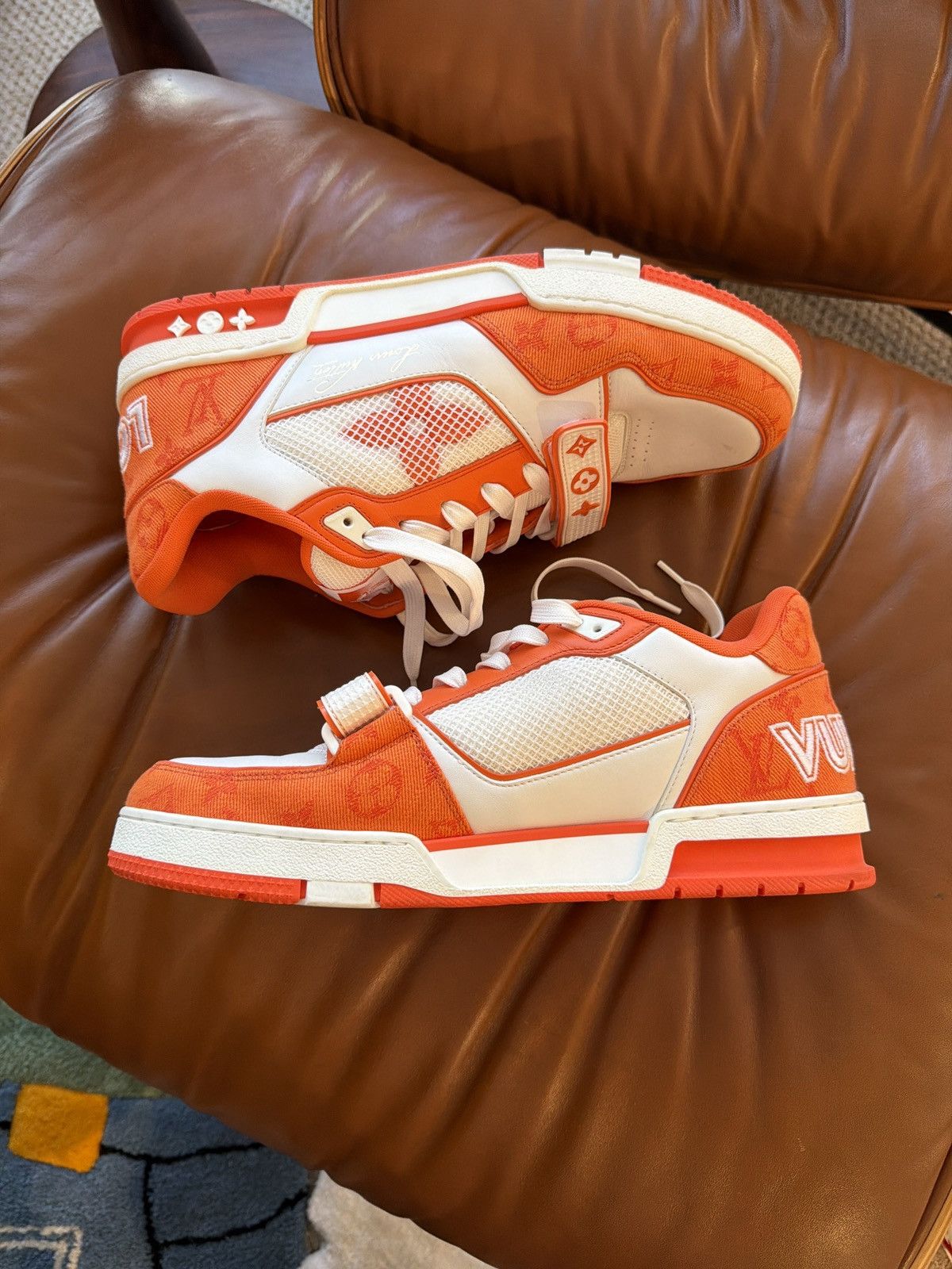 Louis Vuitton Louis Vuitton X Virgil - LV Trainer - Orange Size US 10.5 / EU 43-44 - 3 Thumbnail