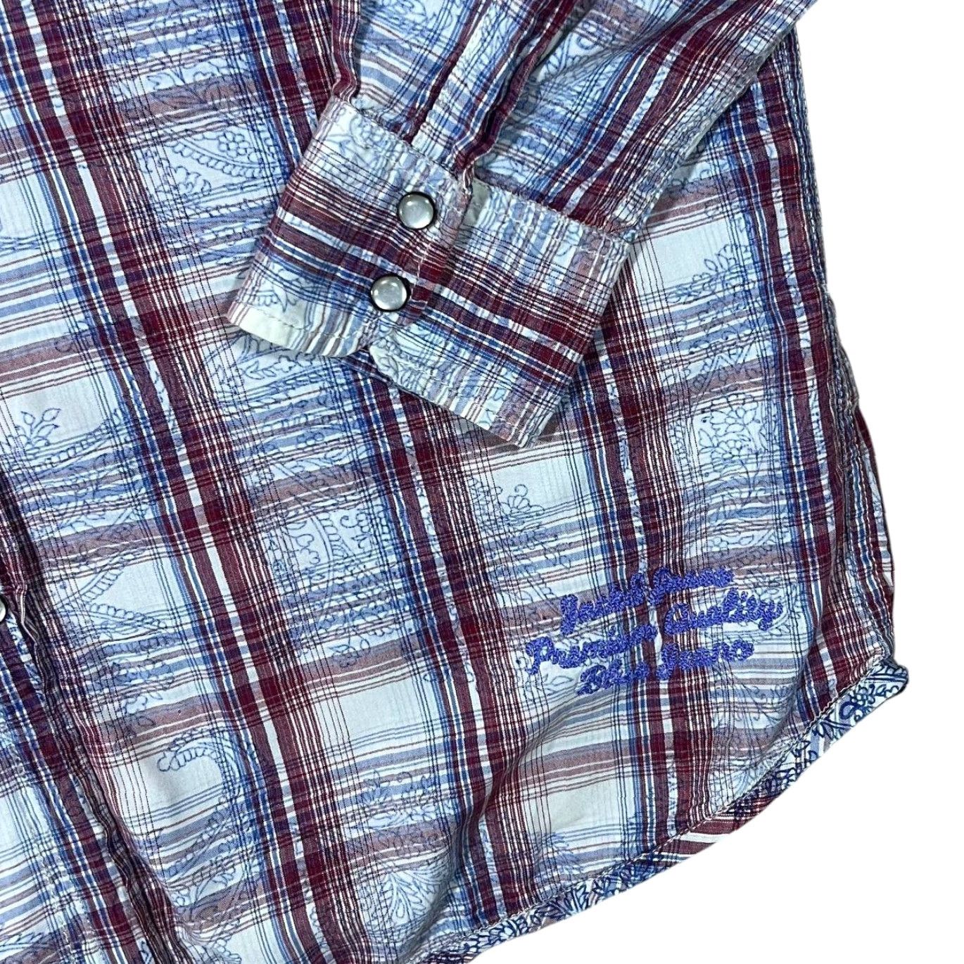 Jack & Jones JACK & JONES Cowboy Western Patterned Check Popper Long Sleeve Cotton Shirt XL Men Size US XL / EU 56 / 4 - 3 Thumbnail