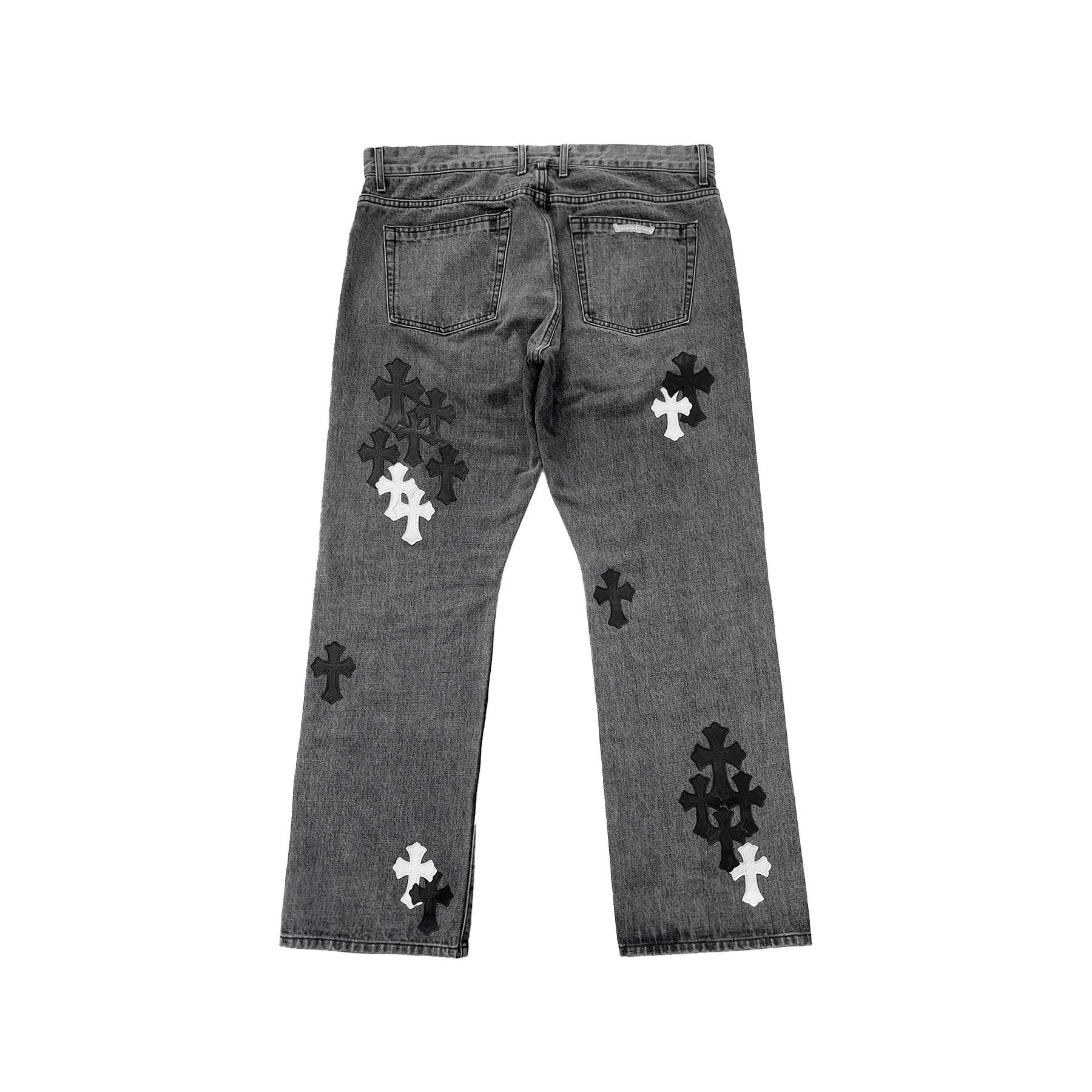 Chrome Hearts Chrome Hearts Black & White Cross Patch Flame Knee Jeans Size 38" / US 16 / IT 52 - 2 Thumbnail