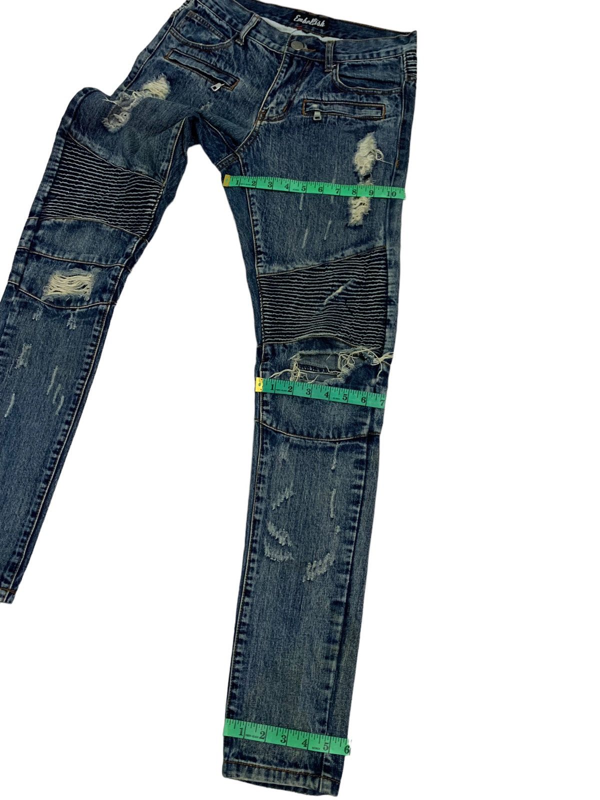 Japanese Brand 🔥Biker Distressed Embellish Skinny Jeans Styled Size US 30 / EU 46 - 14 Thumbnail