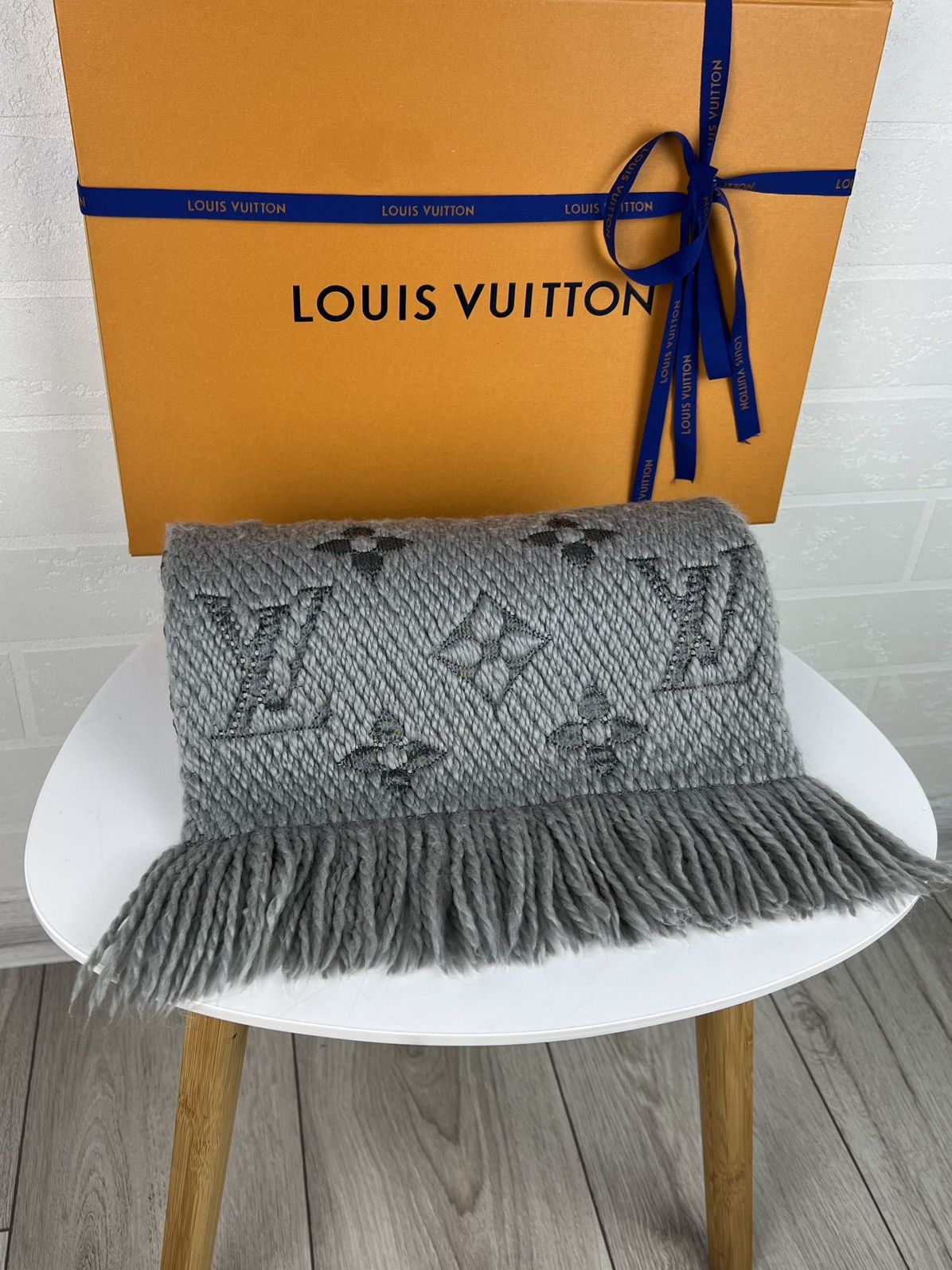 Louis Vuitton LOUIS VUITTON Scarf Echarpe LV Logomania Monogram Wool Silk Size ONE SIZE - 5 Thumbnail