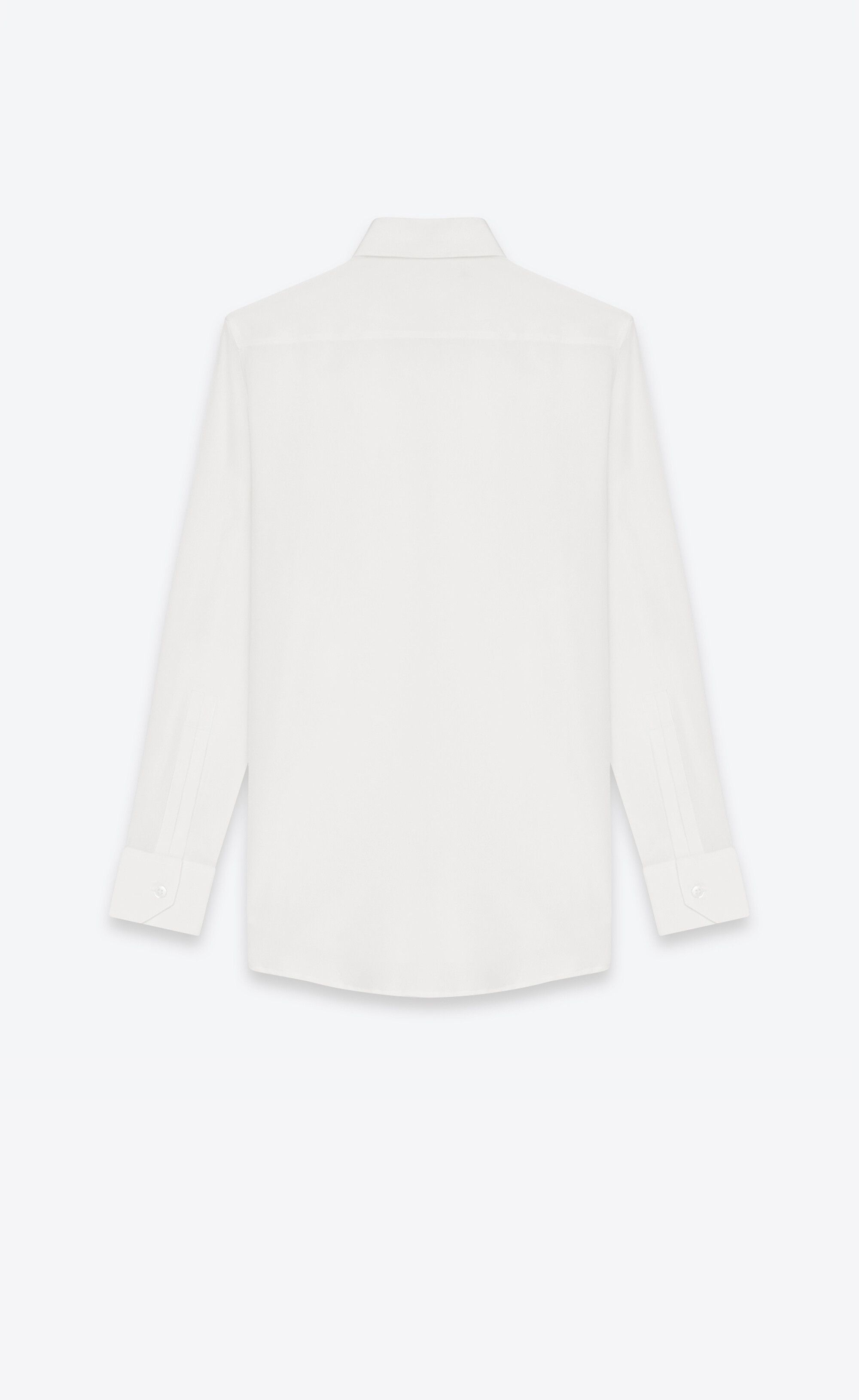 Saint Laurent Paris o1tr1nto0325 Shirt in Silk Crêpe in White Size S / US 4 / IT 40 - 2 Thumbnail