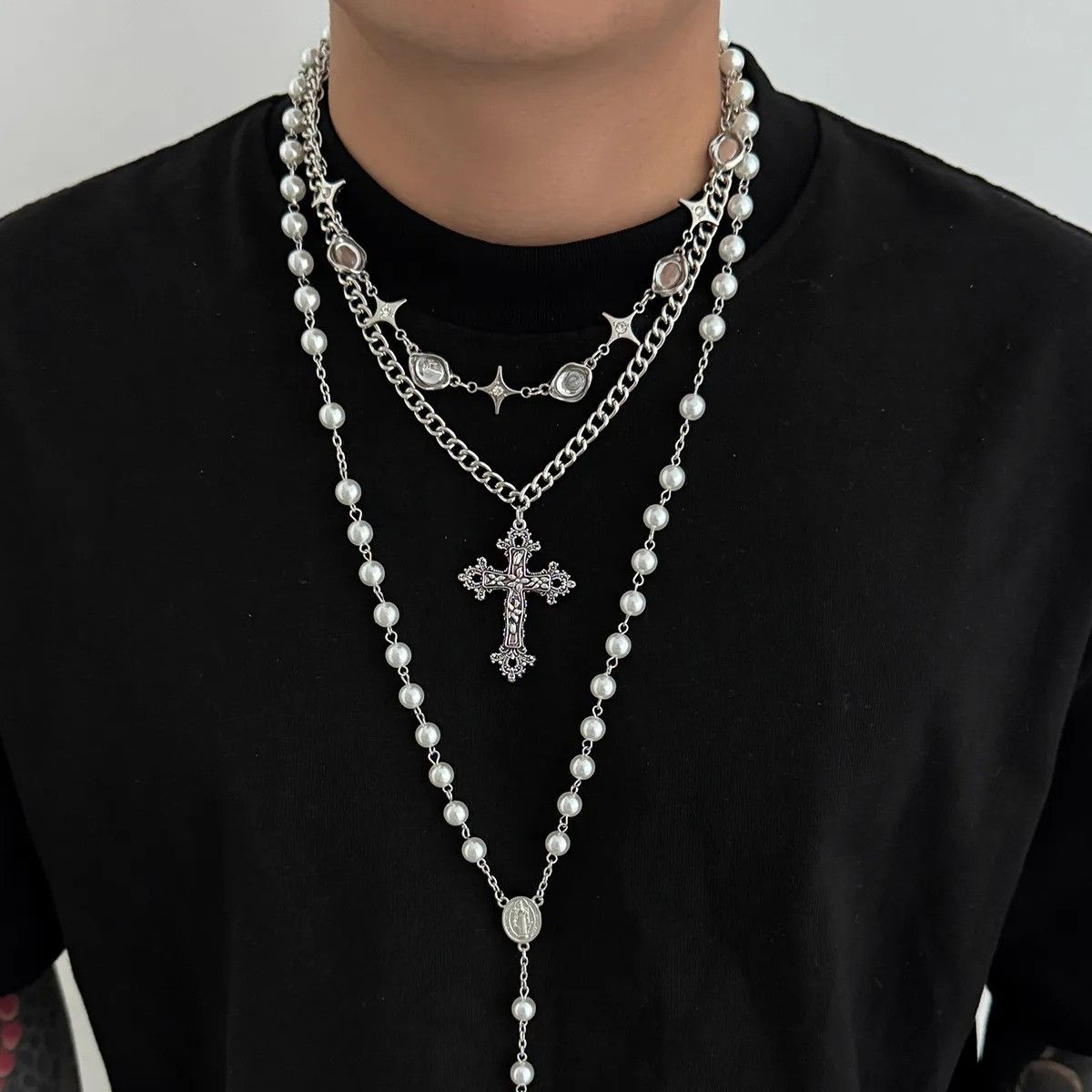 Vintage 4-Piece Set Cross Pendant Necklace Size ONE SIZE - 3 Thumbnail