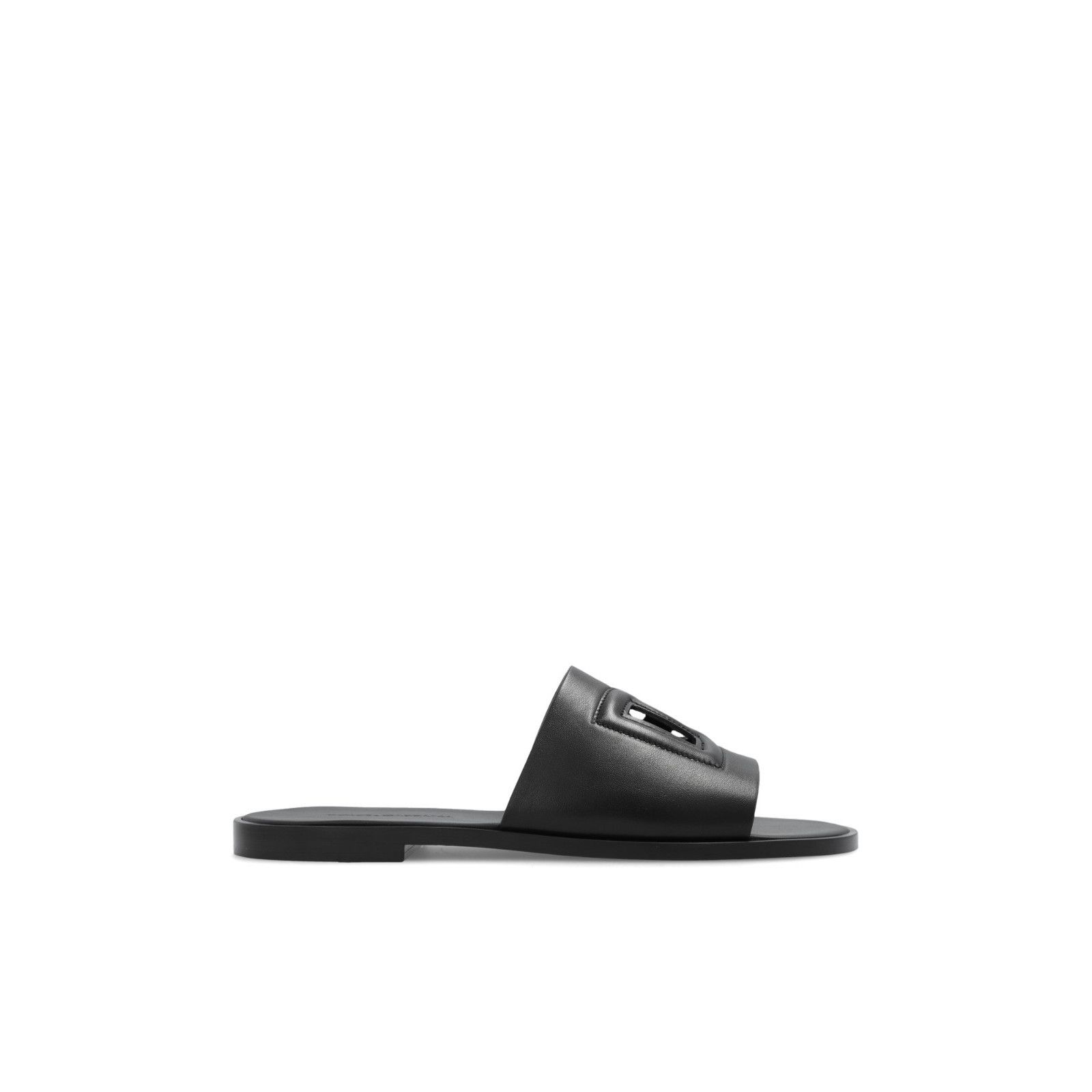 DOLCE&GABBANA Black Leather Slides New & Authentic (Men's si