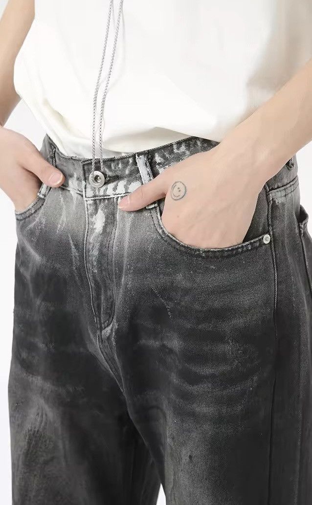 Designer × Vintage Streetwear Gradient Design Loose Straight Washed Jeans Size US 28 / EU 44 - 4 Thumbnail