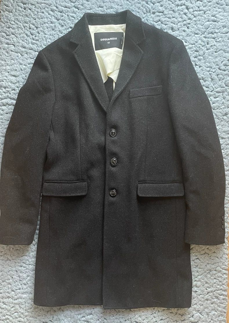 Dsquared2 Dsquared2 Black Wool Blend Overcoat-yf Size US L / EU 52-54 / 3 - 1 Thumbnail