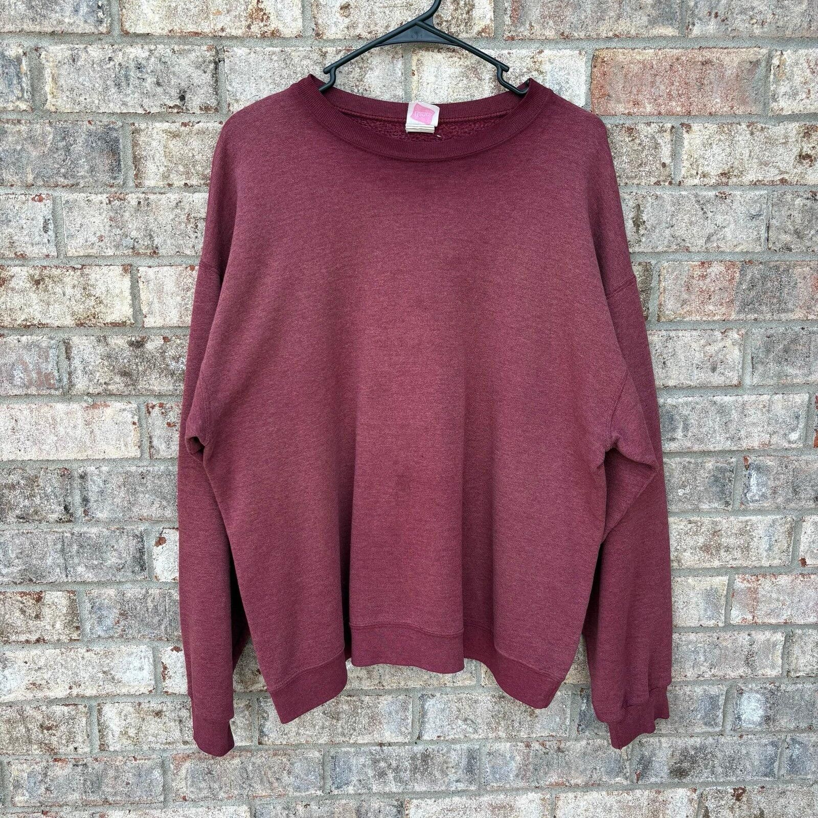 Hanes Vintage 90s faded maroon sweatshirt Size US XL / EU 56 / 4 - 8 Thumbnail