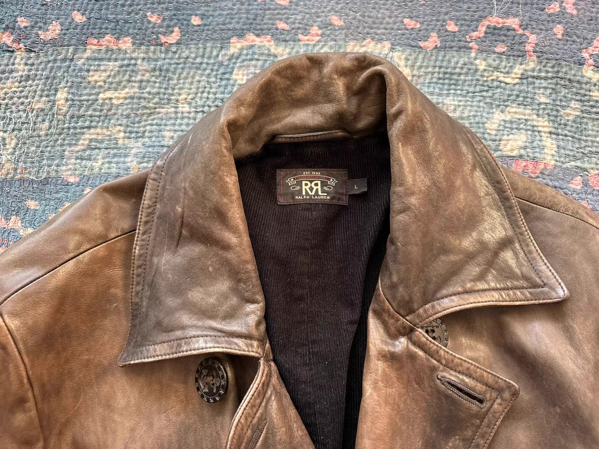 RRL Ralph Lauren RRL Distressed Color Wash Leather Coat L (XL Fit) Corduroy Size US L / EU 52-54 / 3 - 3 Thumbnail