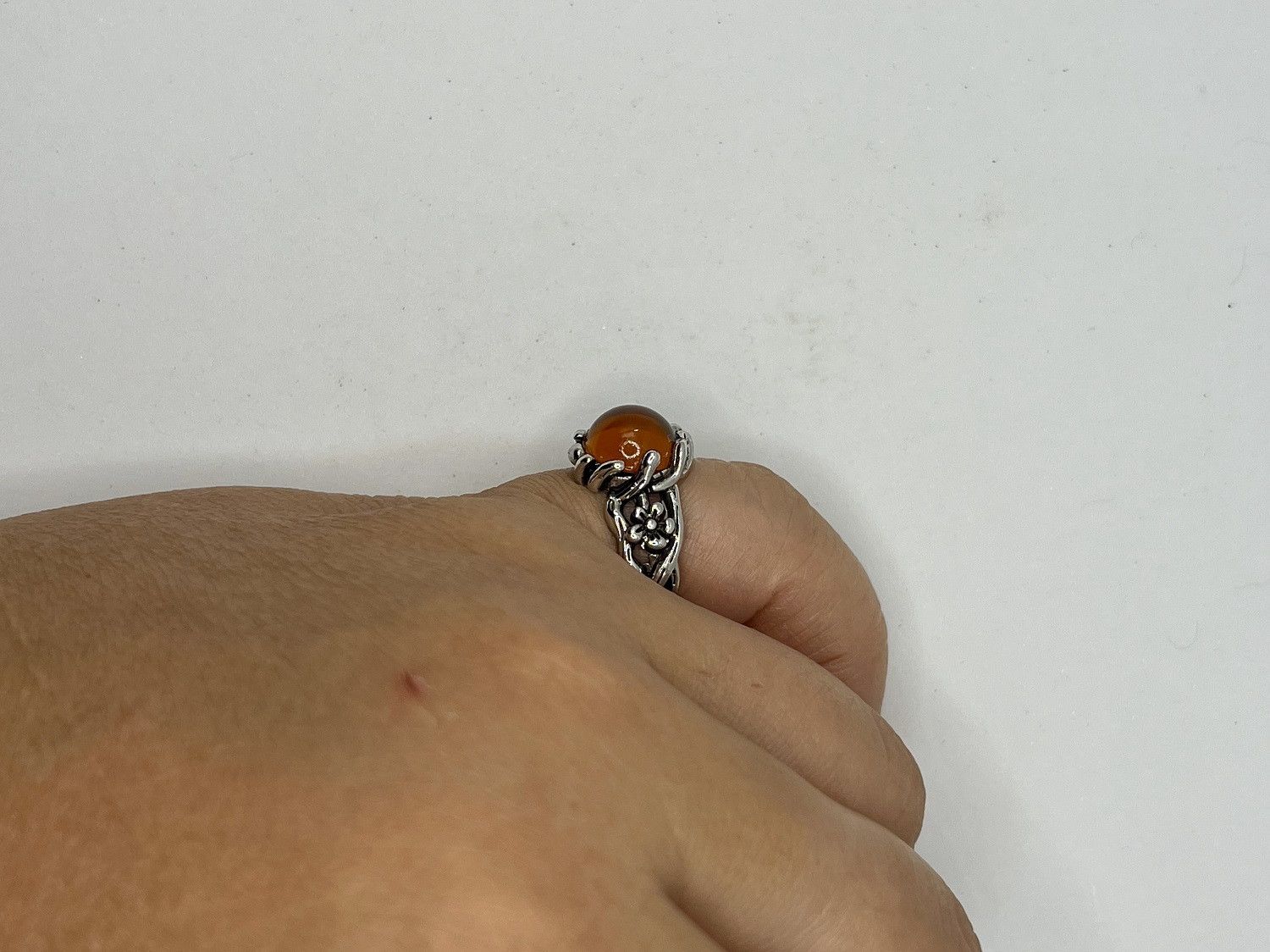Handmade Amber Crystal Tibetan Silver Ring - size 6.75 Size ONE SIZE - 6 Thumbnail