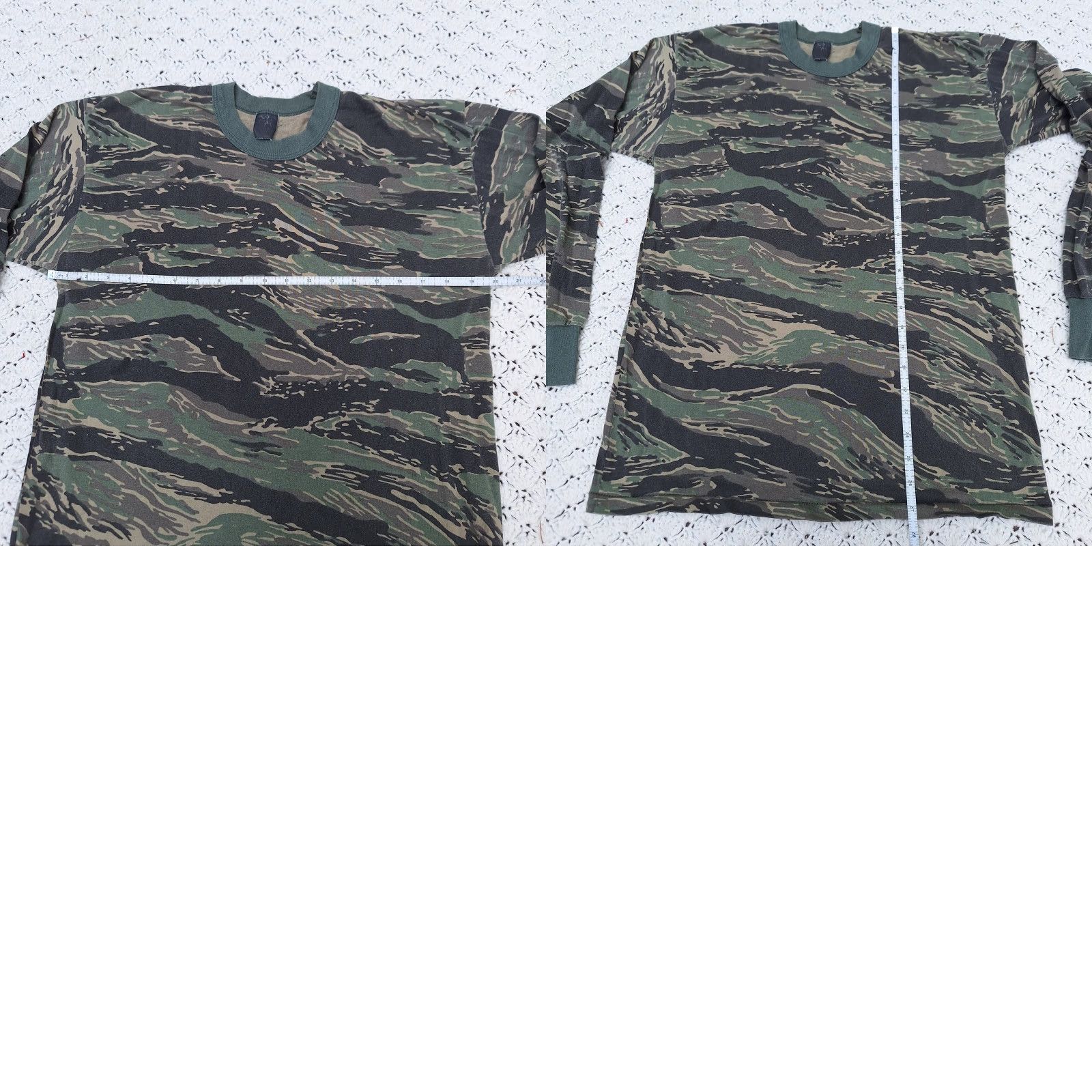 VINTAGE Tiger Stripe Mens Military Vietnam Camo Long Sleeve Graphic T-Shirt - Large