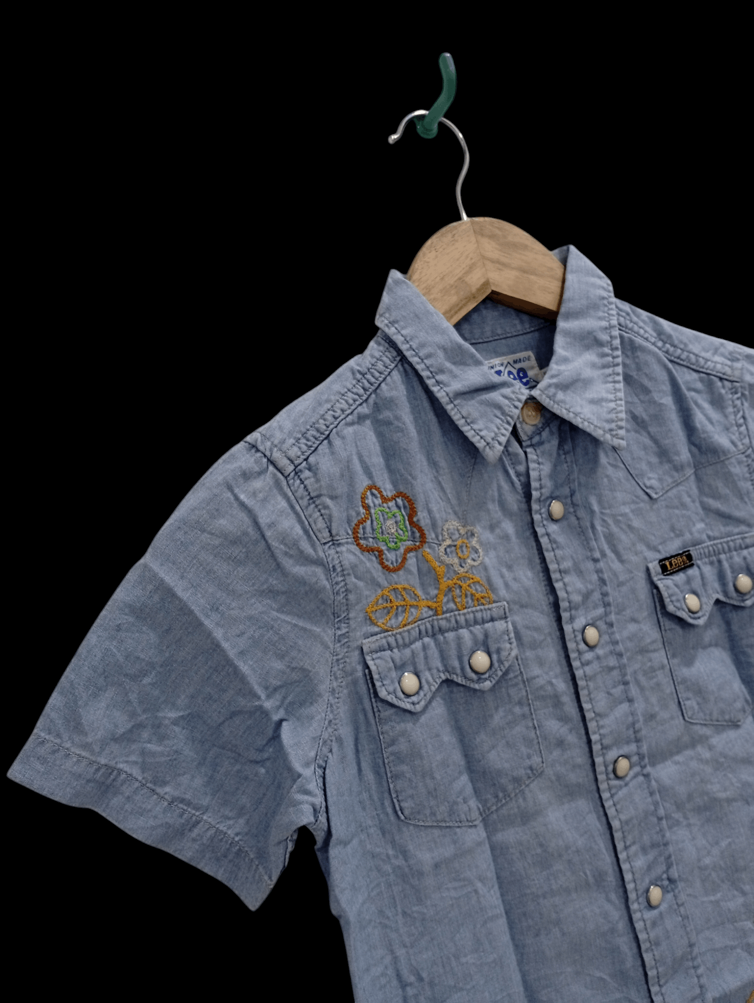 Lee × Vintage 🔥🔥Lee Riders Kids Boys Embroidery Denim Shirt Size US XXS / EU 40 - 4 Thumbnail