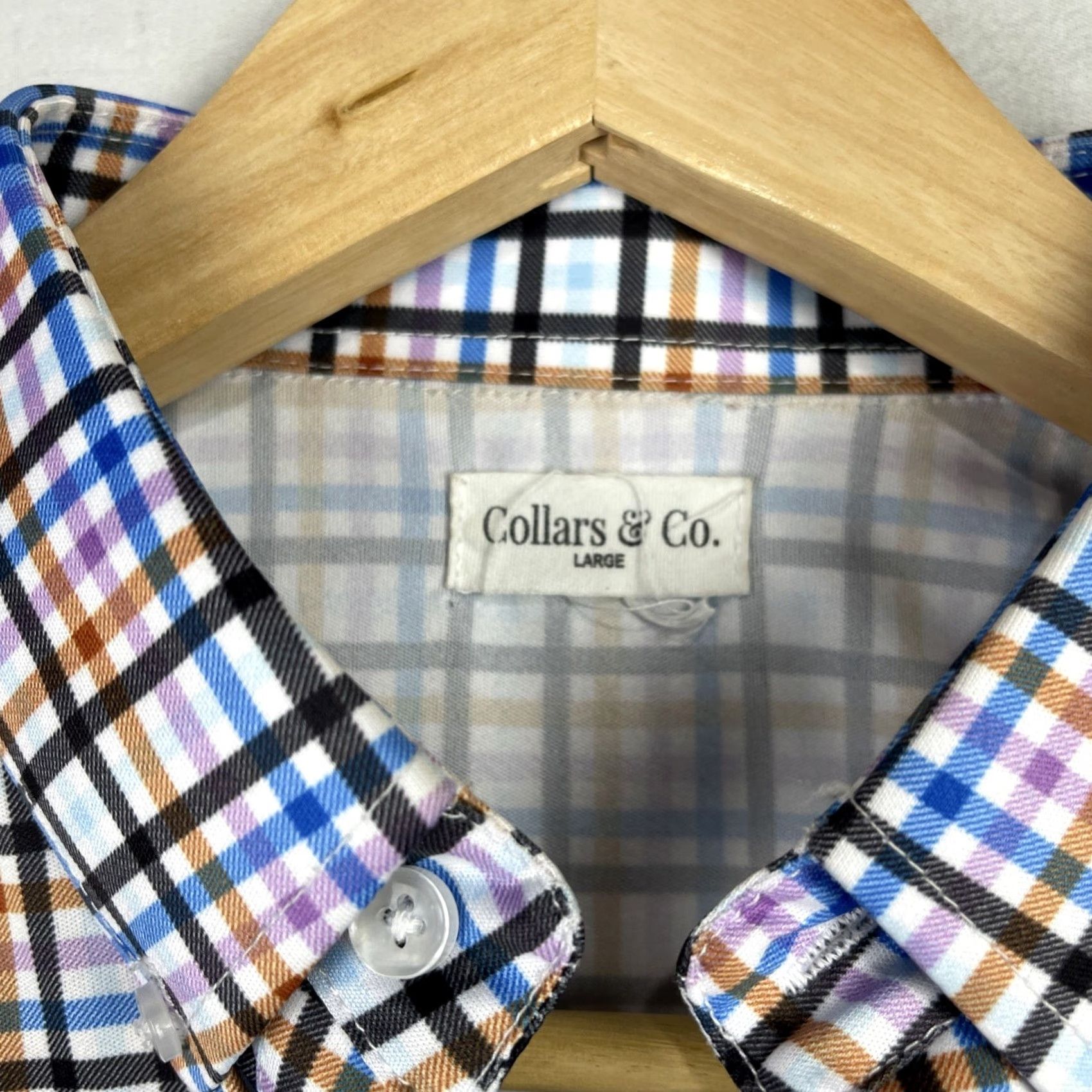 CO Collars & Co Polo Shirt Mens Large Checked Button Down Short Sleeve Multi Color Size US L / EU 52-54 / 3 - 6 Thumbnail