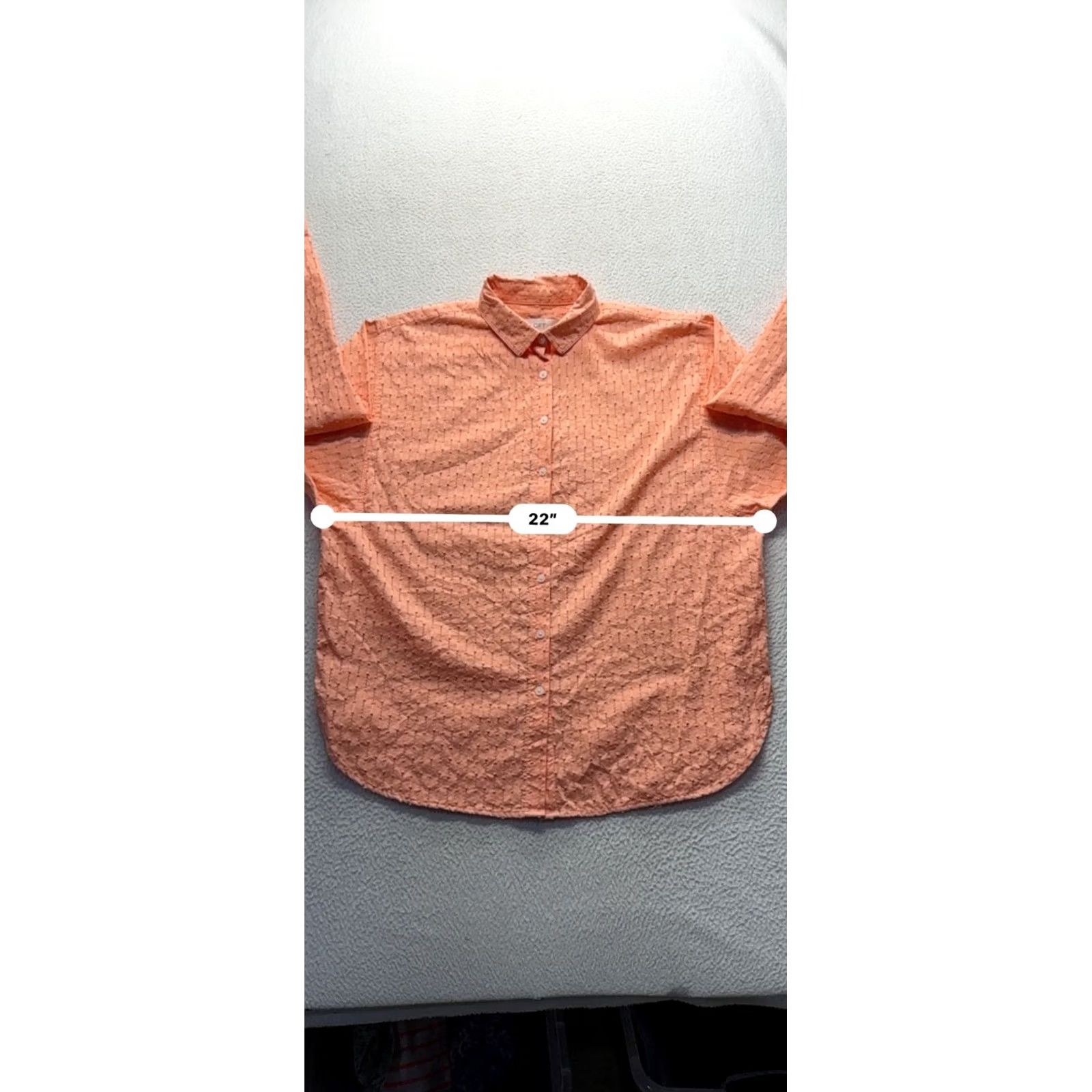Loft Loft Shirt Womens S Orange Button-Up Textured 100% Cotton Size S / US 4 / IT 40 - 6 Thumbnail