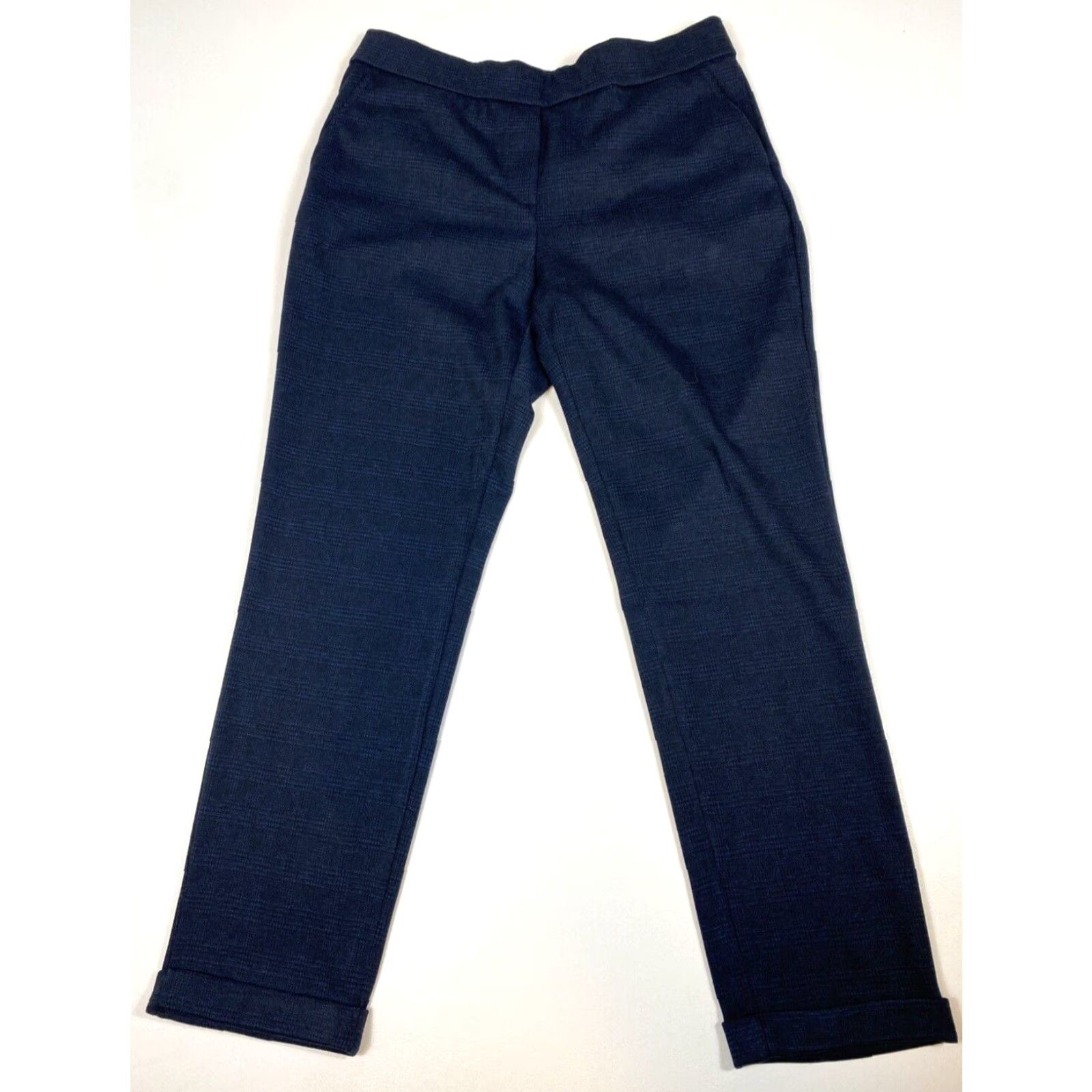 Vintage Jake*s Women’s Check Pants NWT Navy 40 Regular Elastic Waist Pleated Straight Inseam 28 in XS-XXL Compatible Size 27" / US 4 / IT 40 - 2 Thumbnail