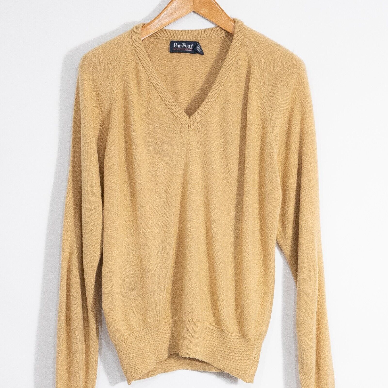 Vintage Vintage Par Four V-Neck Acrylic Sweater Mens Large - Beige Size US L / EU 52-54 / 3 - 2 Thumbnail