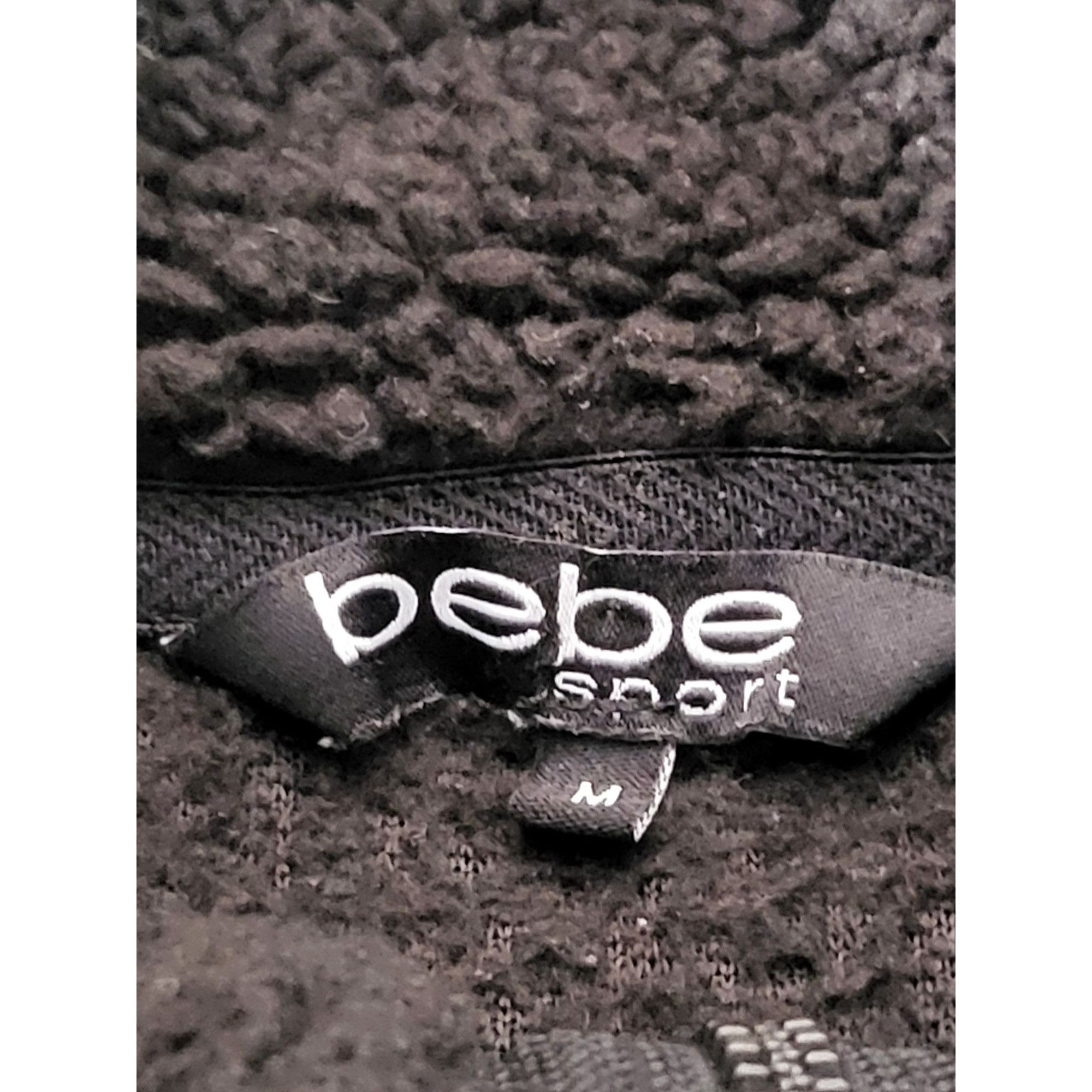 Bebe Bebe Black Faux Shearling Quarter Zip Logo Embroidered Sweat Size M / US 6-8 / IT 42-44 - 6 Thumbnail