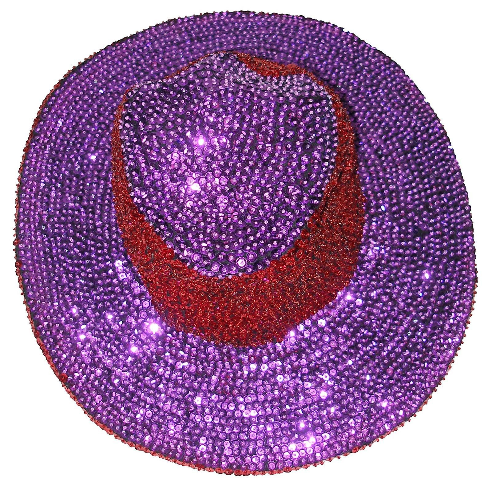 Designer Sequin Cowboy/Cowgirl Hat RED PURPLE Combination Size ONE SIZE - 2 Thumbnail