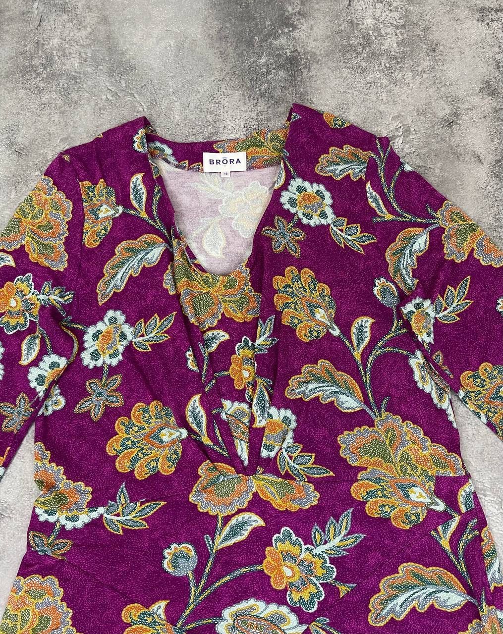 Other Brora Women Floral Dress Purple Multicolor A-Line Size L Size L / US 10 / IT 46 - 2 Thumbnail