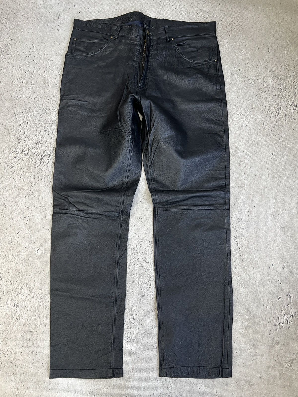 Harley Davidson Black opium leather regular harley davidson style pants y2k Size US 34 / EU 50 - 1 Thumbnail