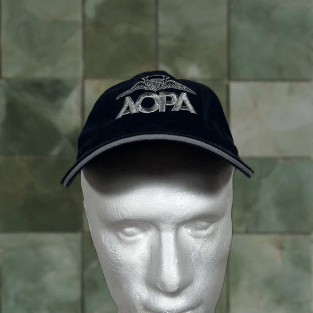 Vintage AOPA Hat Cap Blue One Size Adjustable Mens Baseball Cap Twill Strap Back Navy Blue With AOPA Wings Logo Embroidery Size ONE SIZE - 1 Thumbnail