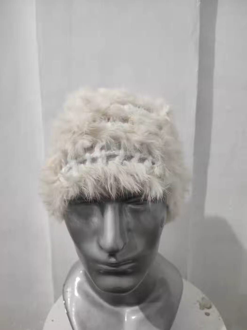 image of Comme Ca Ism Real Fur Beanie Hats in White, Men's