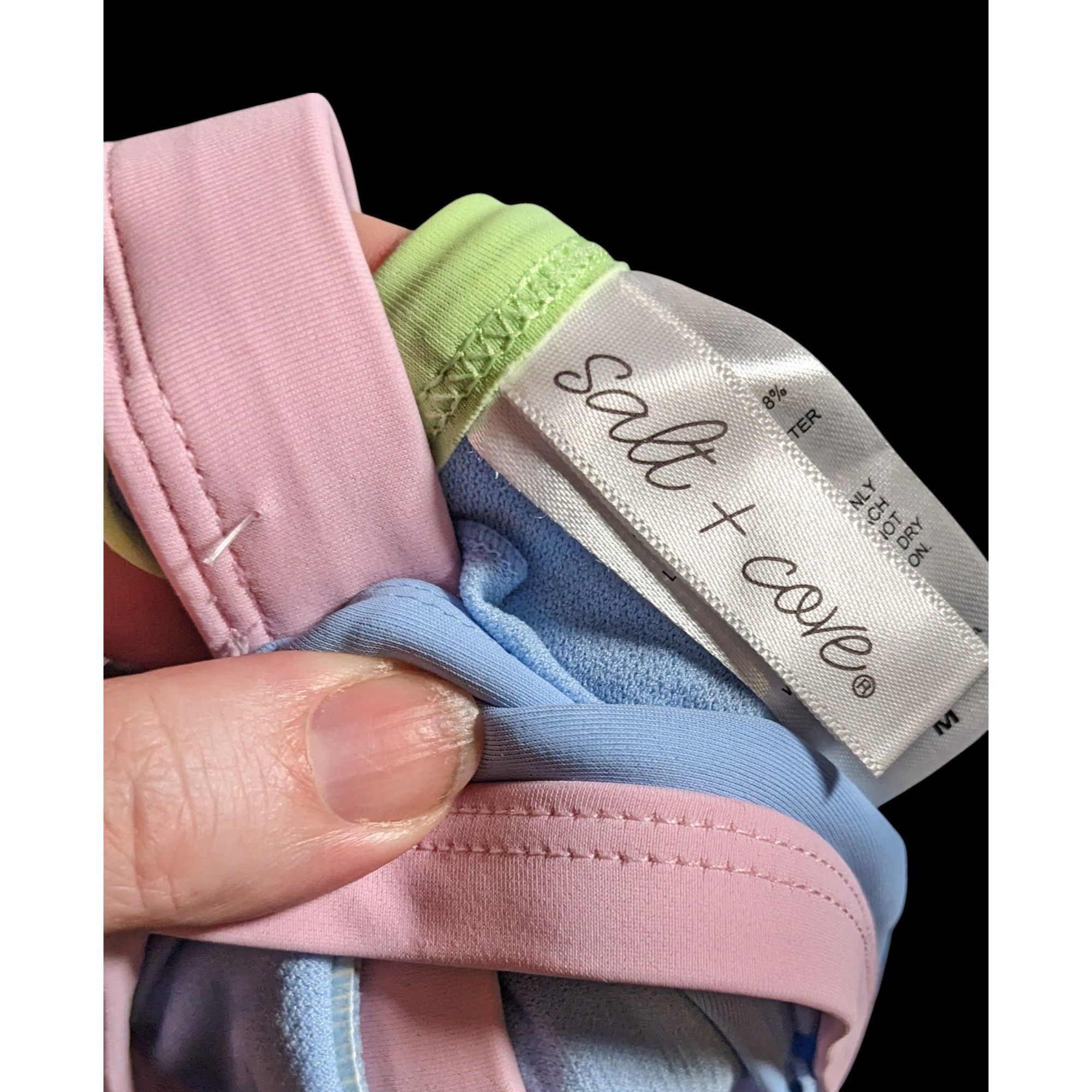 Other Salt & Cove Juniors Blue Pink And Green X Back Bikini Size ONE SIZE - 3 Thumbnail