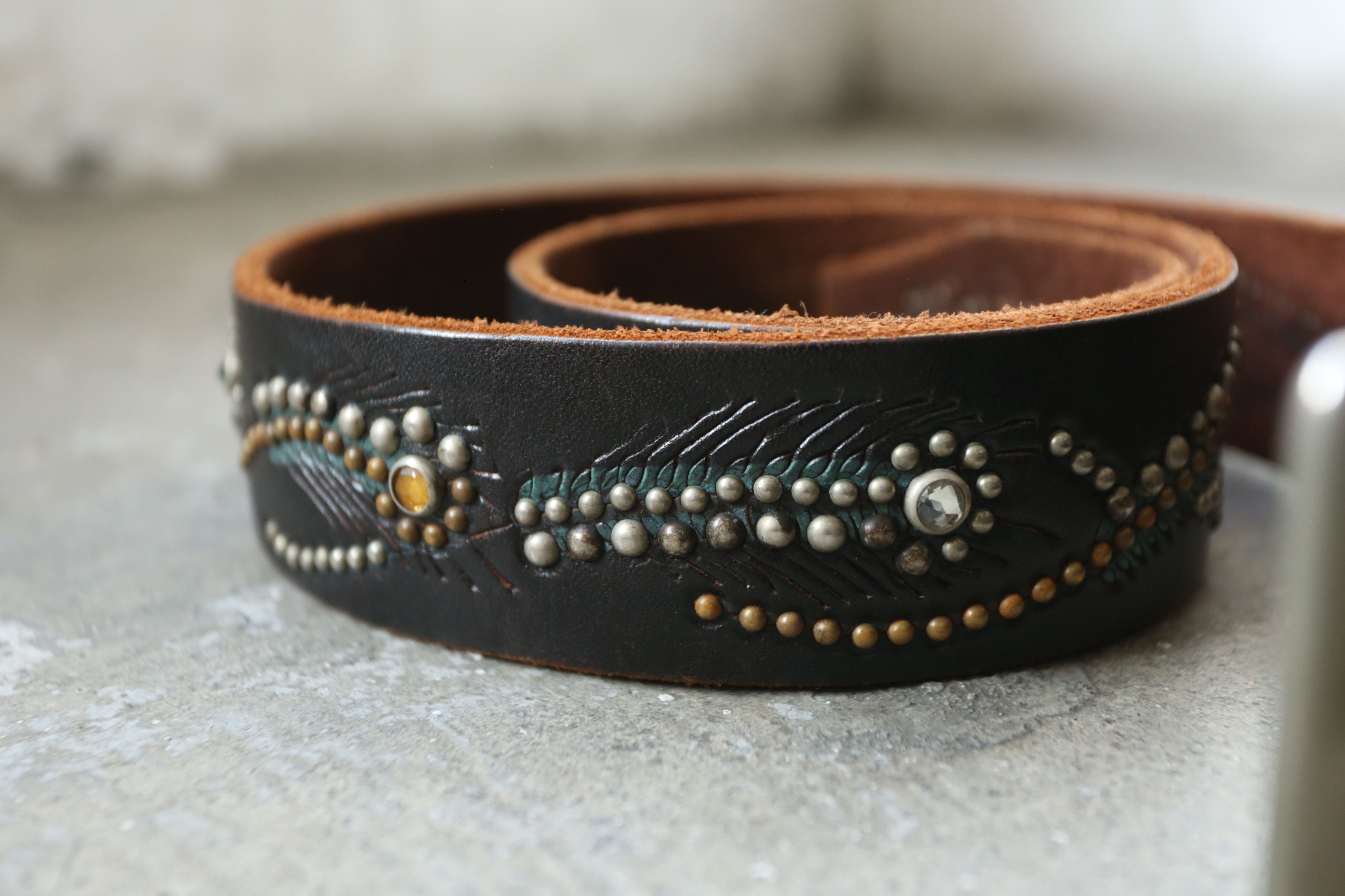Hollywood Trading Company HTC - Leather Studded Belt Size 36 - 2 Thumbnail