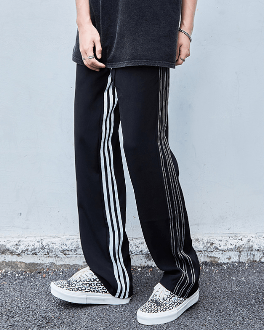 Japanese Brand × Jean Retro striped straight-leg trendy drawstring casual trousers Size US 32 / EU 48 - 2 Thumbnail
