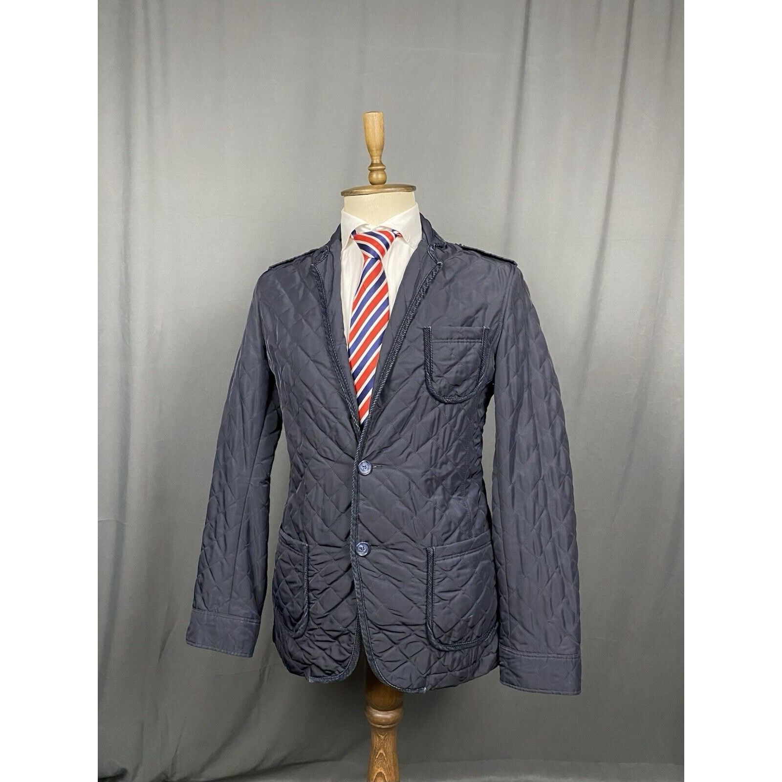 Dolce & Gabbana Dolce&Gabbana Men's Blue Quilted Sportcoat Jacket Size 50 Size US M / EU 48-50 / 2 - 2 Thumbnail