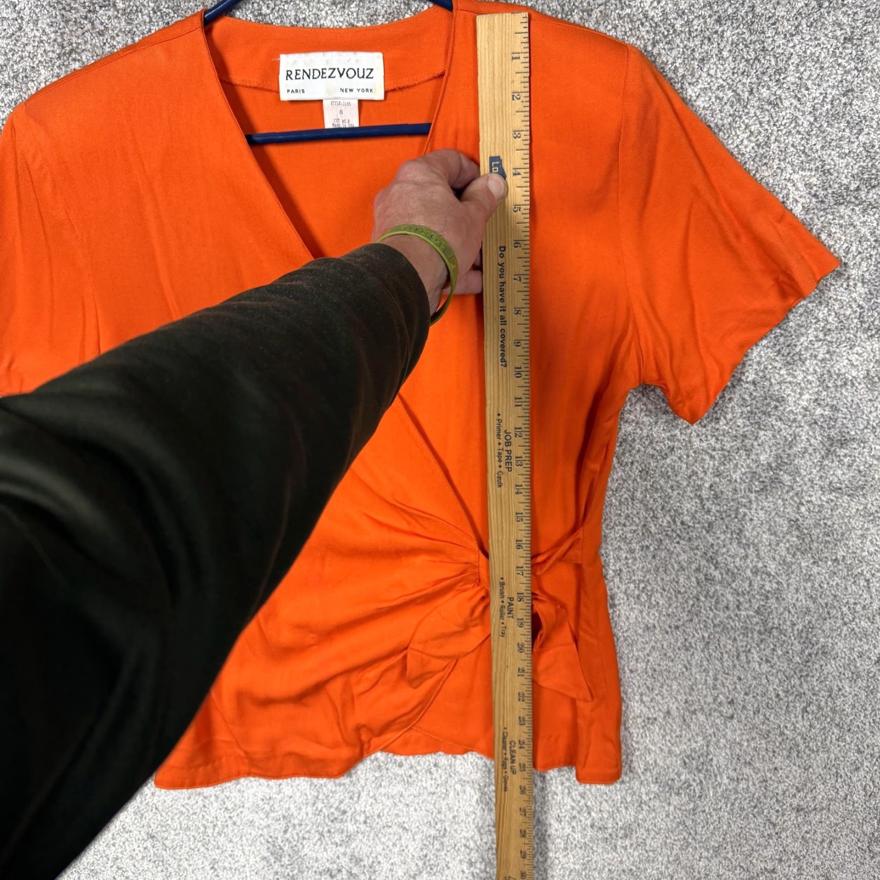 Vintage VINTAGE Rendezvouz Wrap Top Blouse S Womens Orange Short Sleeve V-Neck Tie Waist 90s Art Teacher Repurpose Size S / US 4 / IT 40 - 2 Thumbnail